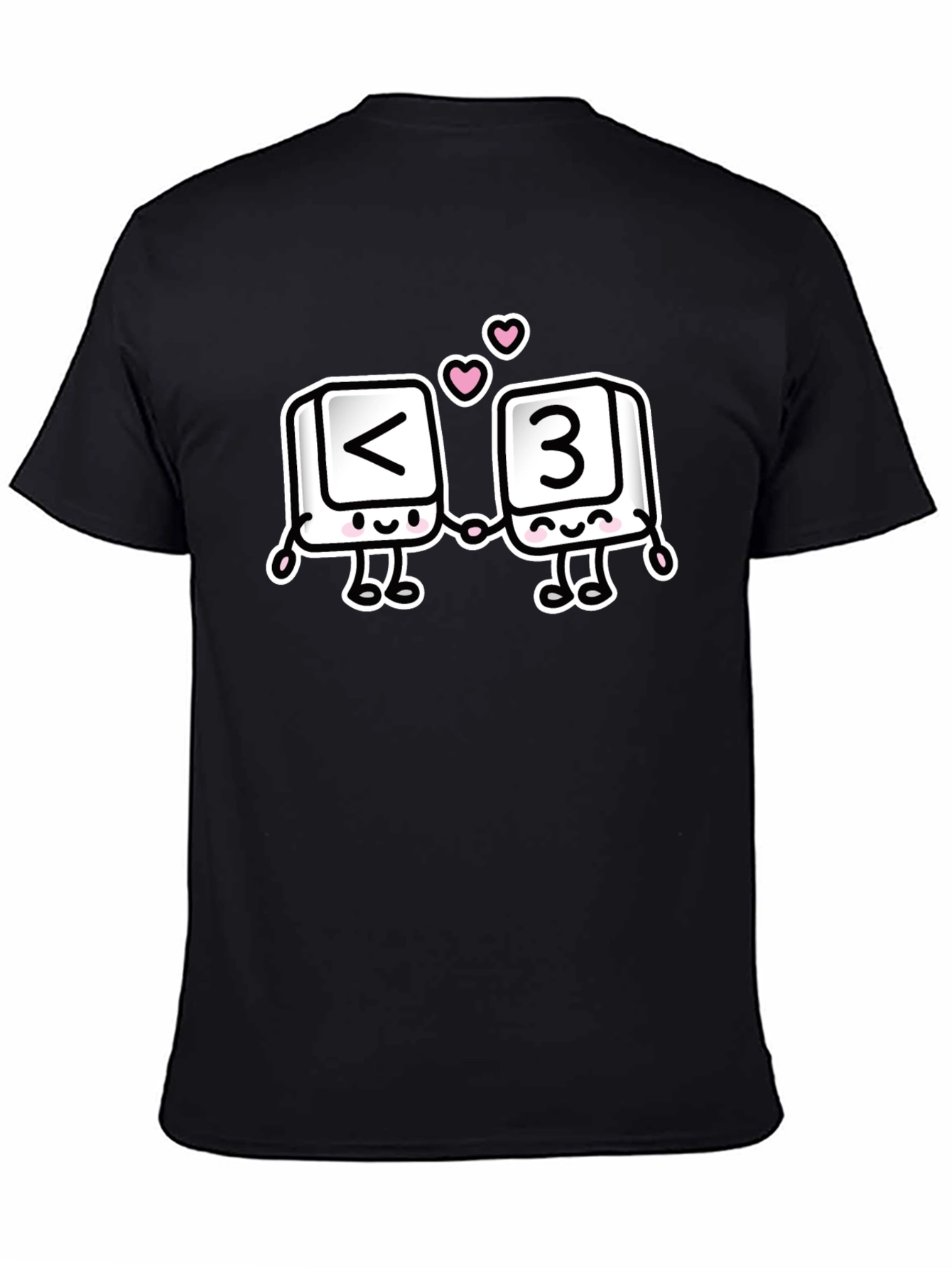 Black T-Shirt with <3 Cartoon Design