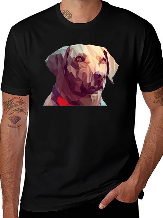Geometric Dog Graphic Tee - Black T-Shirt
