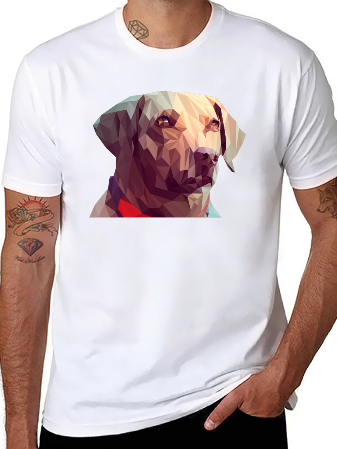 Geometric Dog Graphic Tee - Black T-Shirt