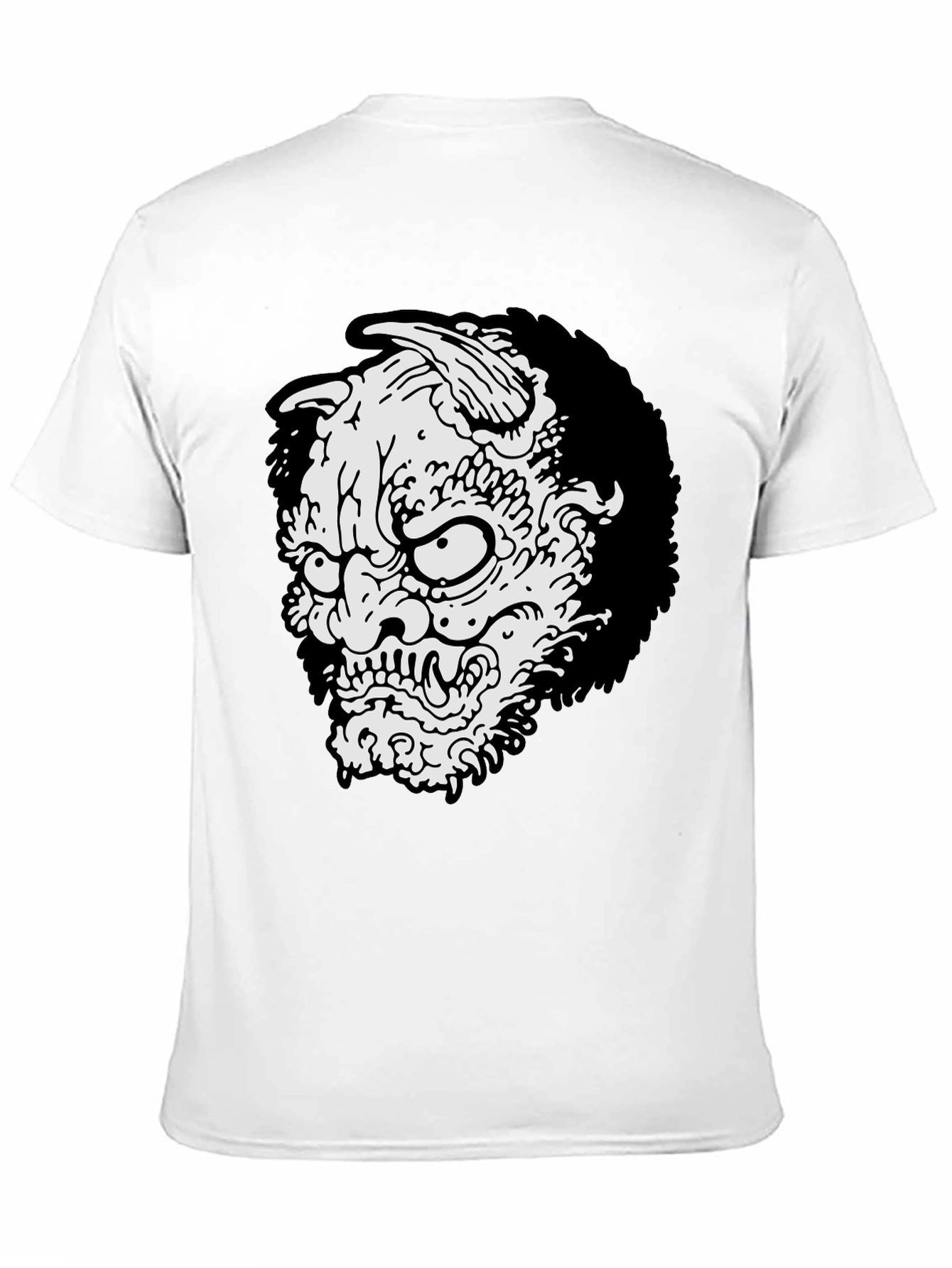 Mens Black T-shirt - Oni Mask Graphic