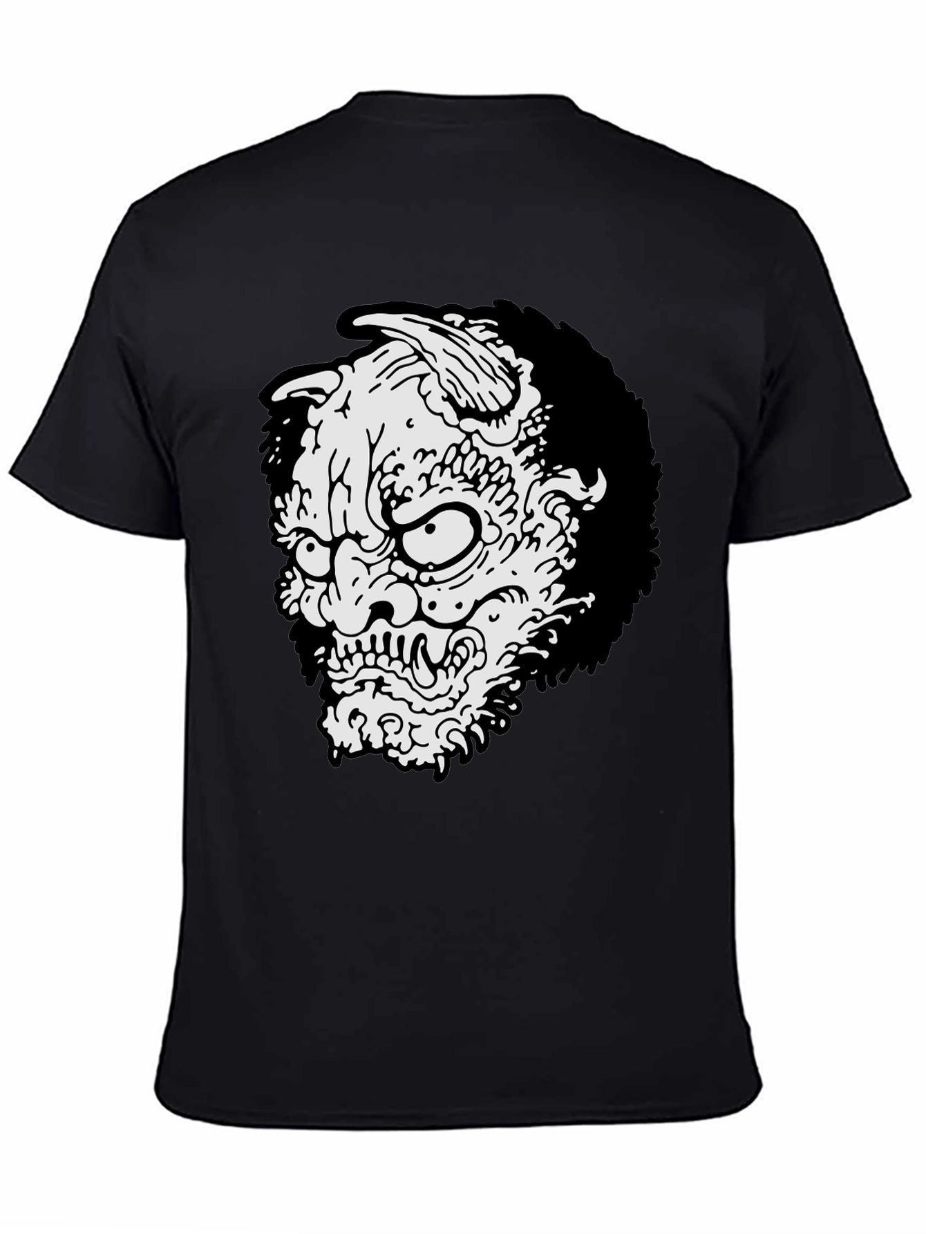 Mens Black T-shirt - Oni Mask Graphic