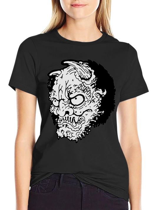 Mens Black T-shirt - Oni Mask Graphic