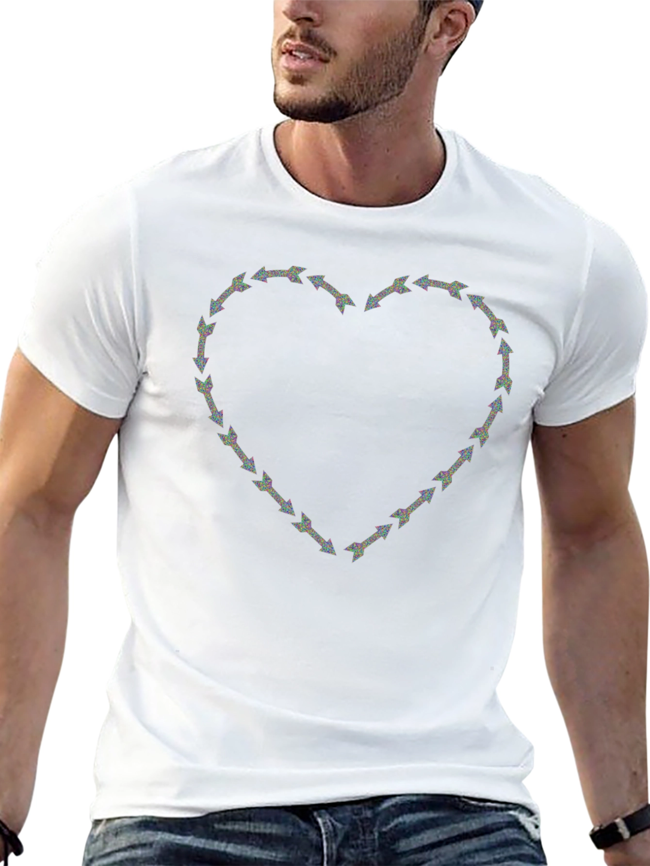 Arrow Heart Graphic Print Crew Neck T-Shirt