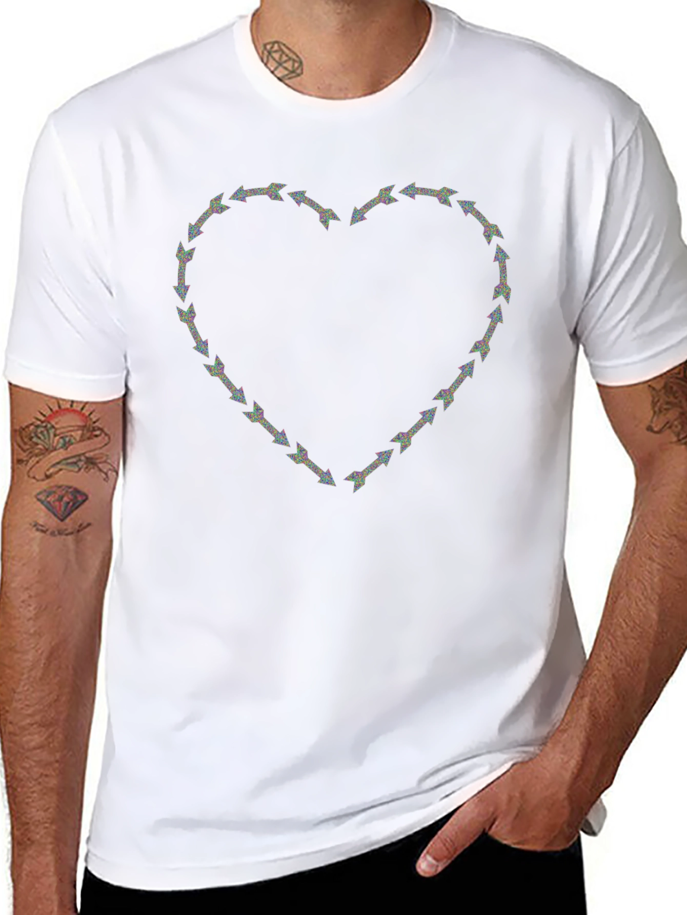 Arrow Heart Graphic Print Crew Neck T-Shirt