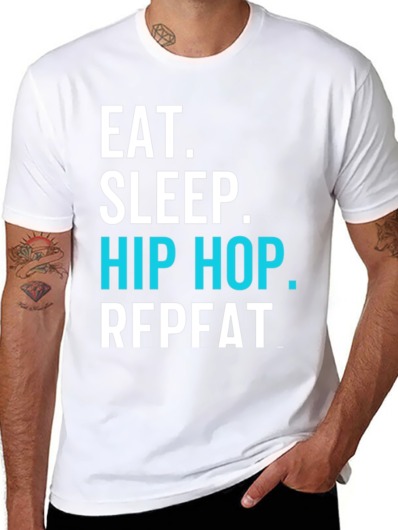 Eat Sleep Hip Hop Repeat Black Graphic T-Shirt