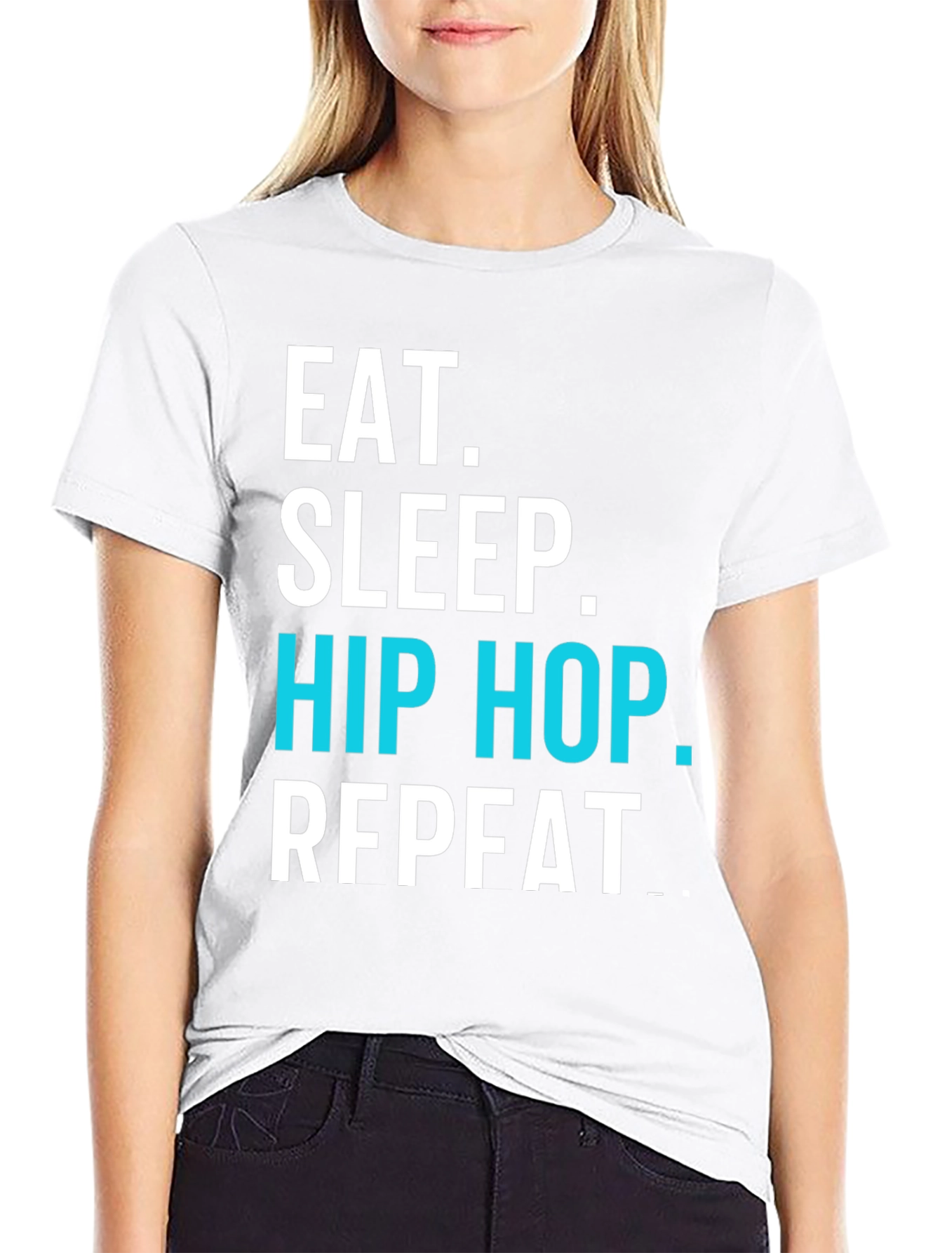 Eat Sleep Hip Hop Repeat Black Graphic T-Shirt