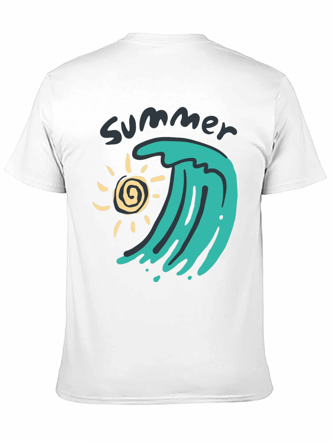 Summer Wave Graphic Tee - Black Cotton T-Shirt