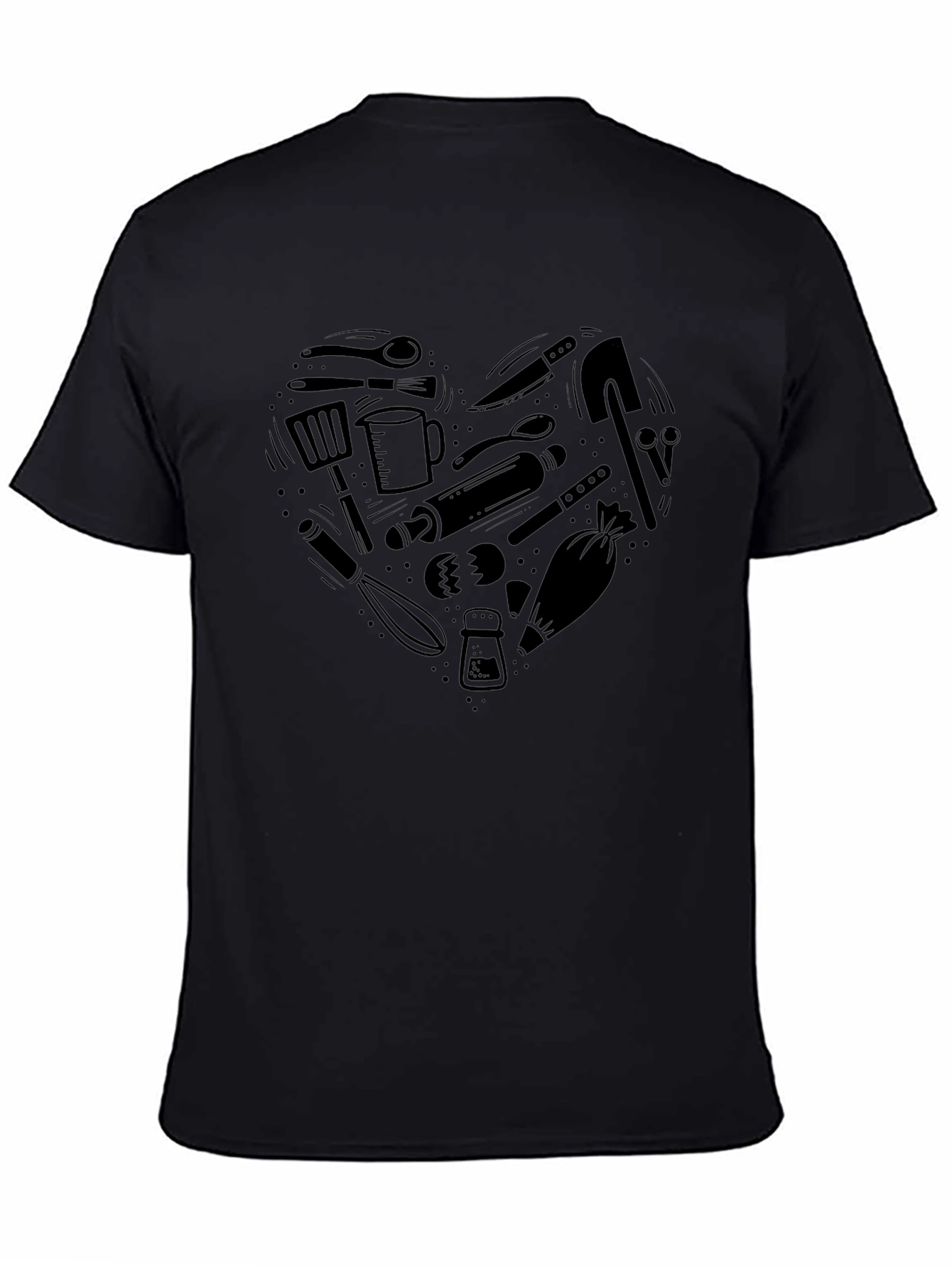 Heart Shaped Cooking Utensils Graphic Tee - Black