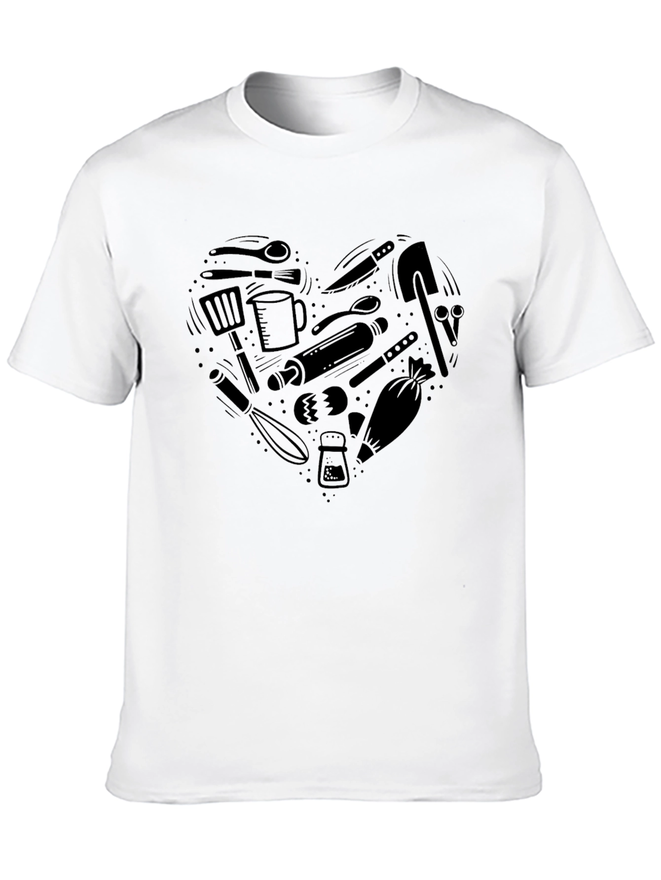 Heart Shaped Cooking Utensils Graphic Tee - Black