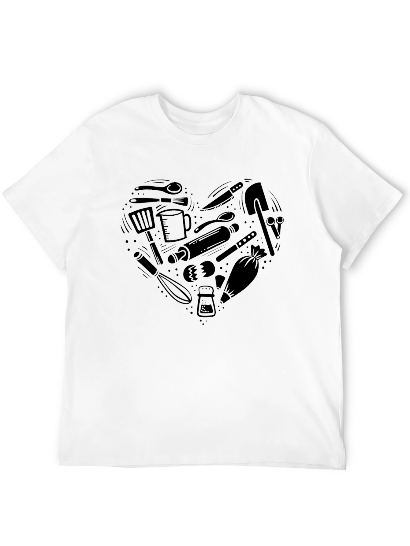 Heart Shaped Cooking Utensils Graphic Tee - Black