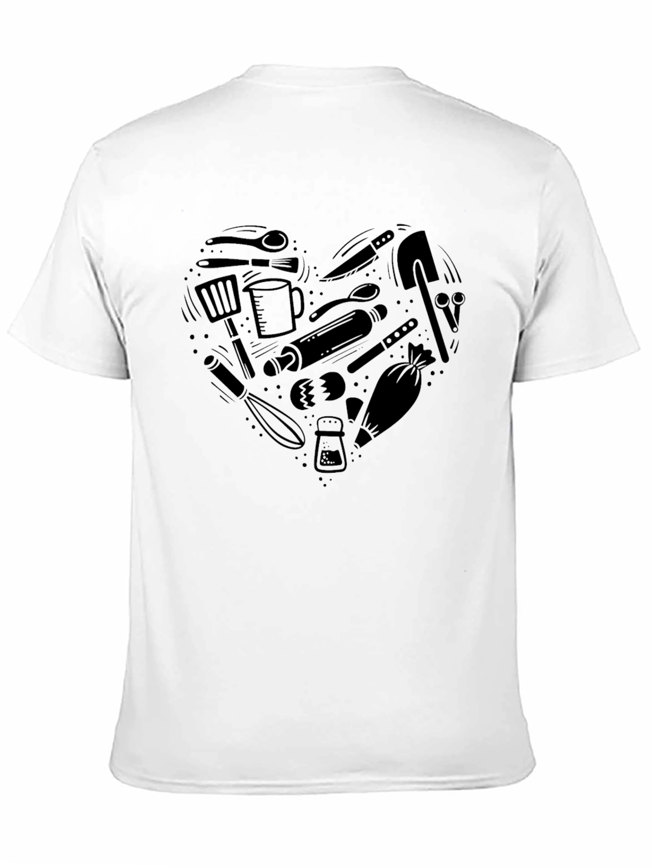 Heart Shaped Cooking Utensils Graphic Tee - Black