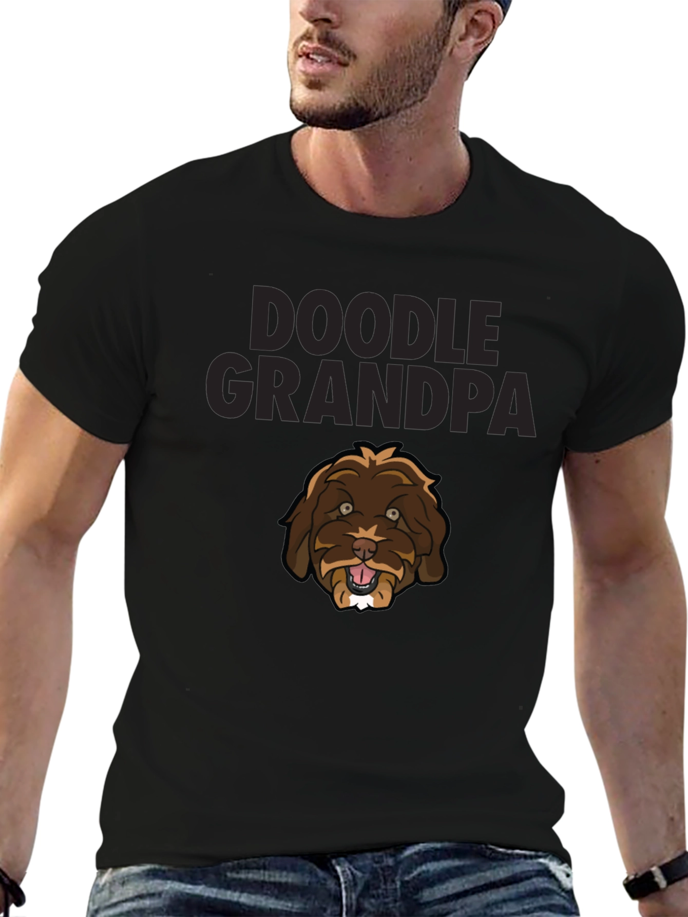 Doodle Grandpa Black T-Shirt