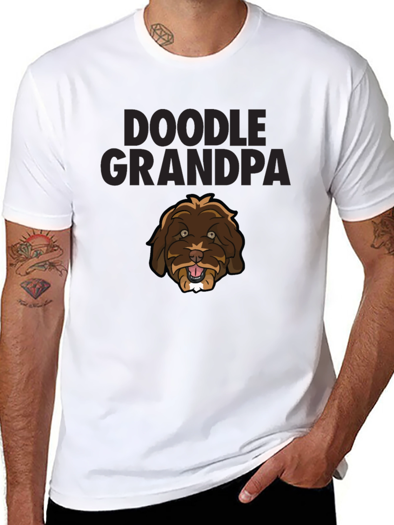 Doodle Grandpa Black T-Shirt