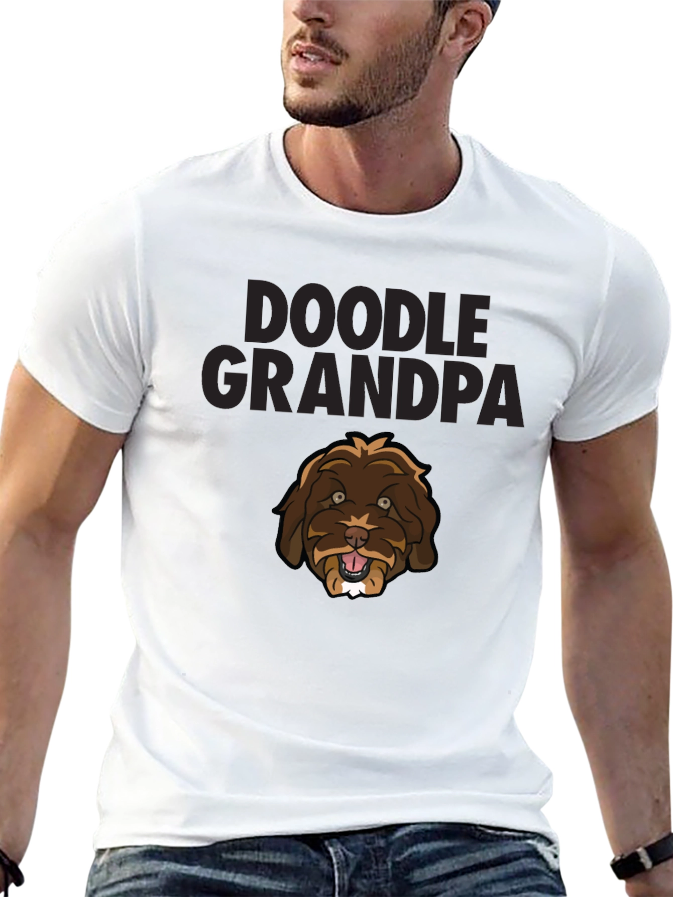 Doodle Grandpa Black T-Shirt