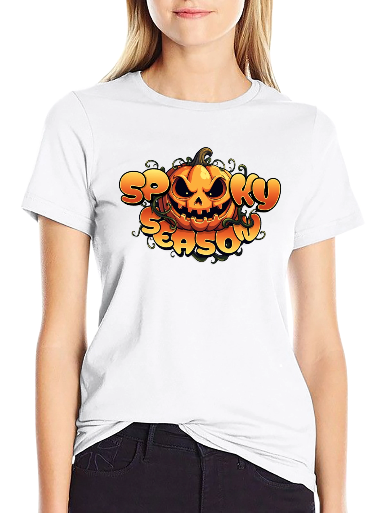 Spooky Season Pumpkin Graphic Tee - Halloween Shirt