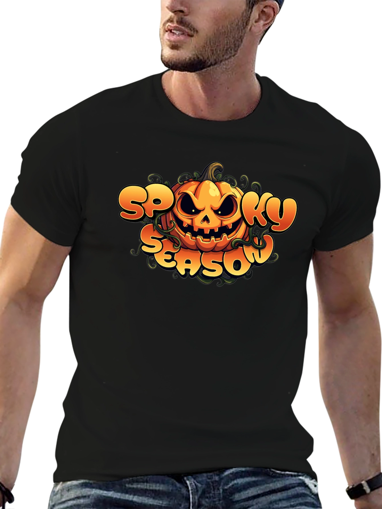 Spooky Season Pumpkin Graphic Tee - Halloween Shirt