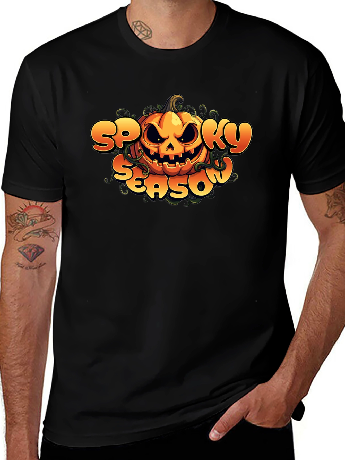 Spooky Season Pumpkin Graphic Tee - Halloween Shirt