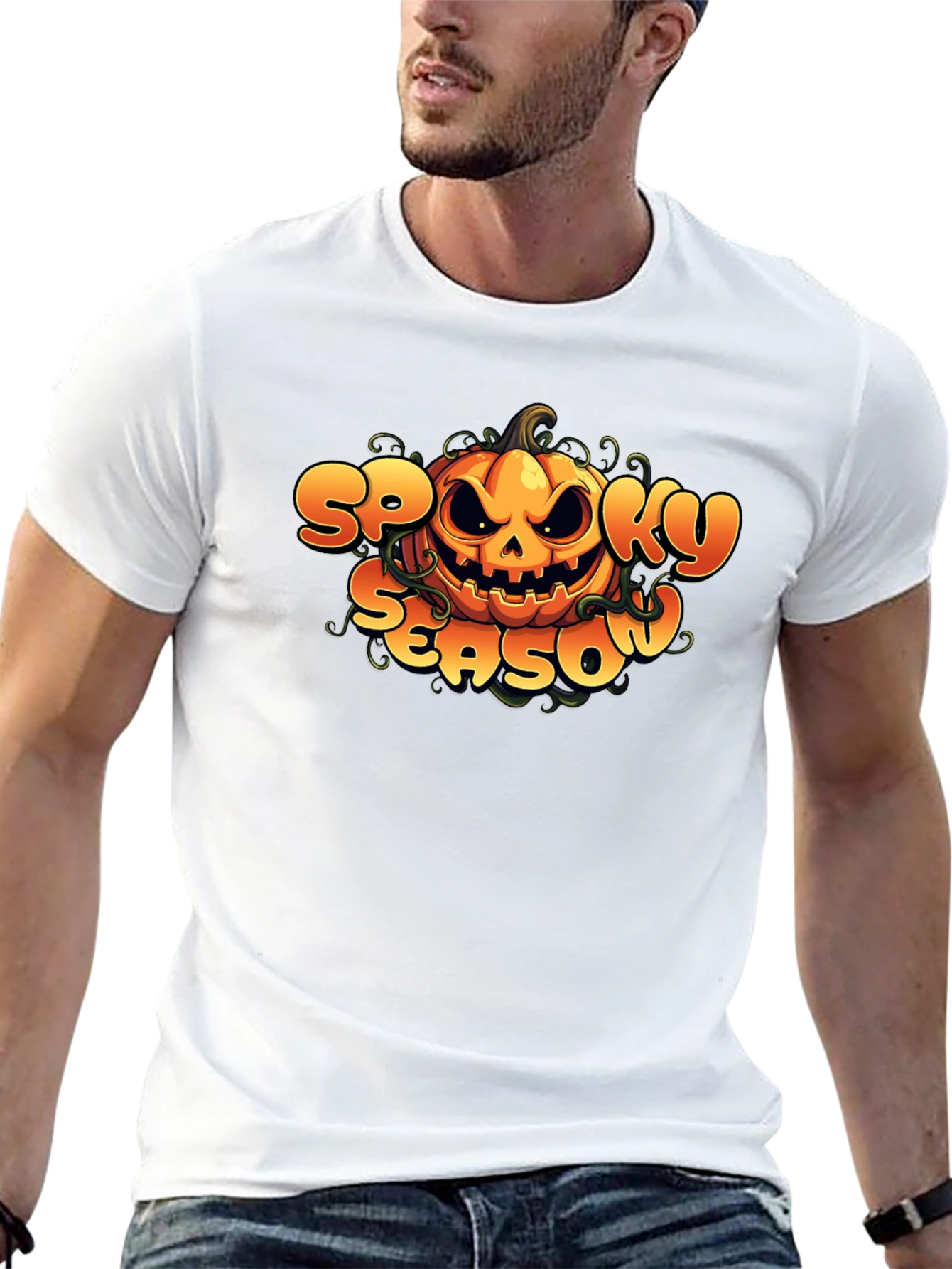 Spooky Season Pumpkin Graphic Tee - Halloween Shirt