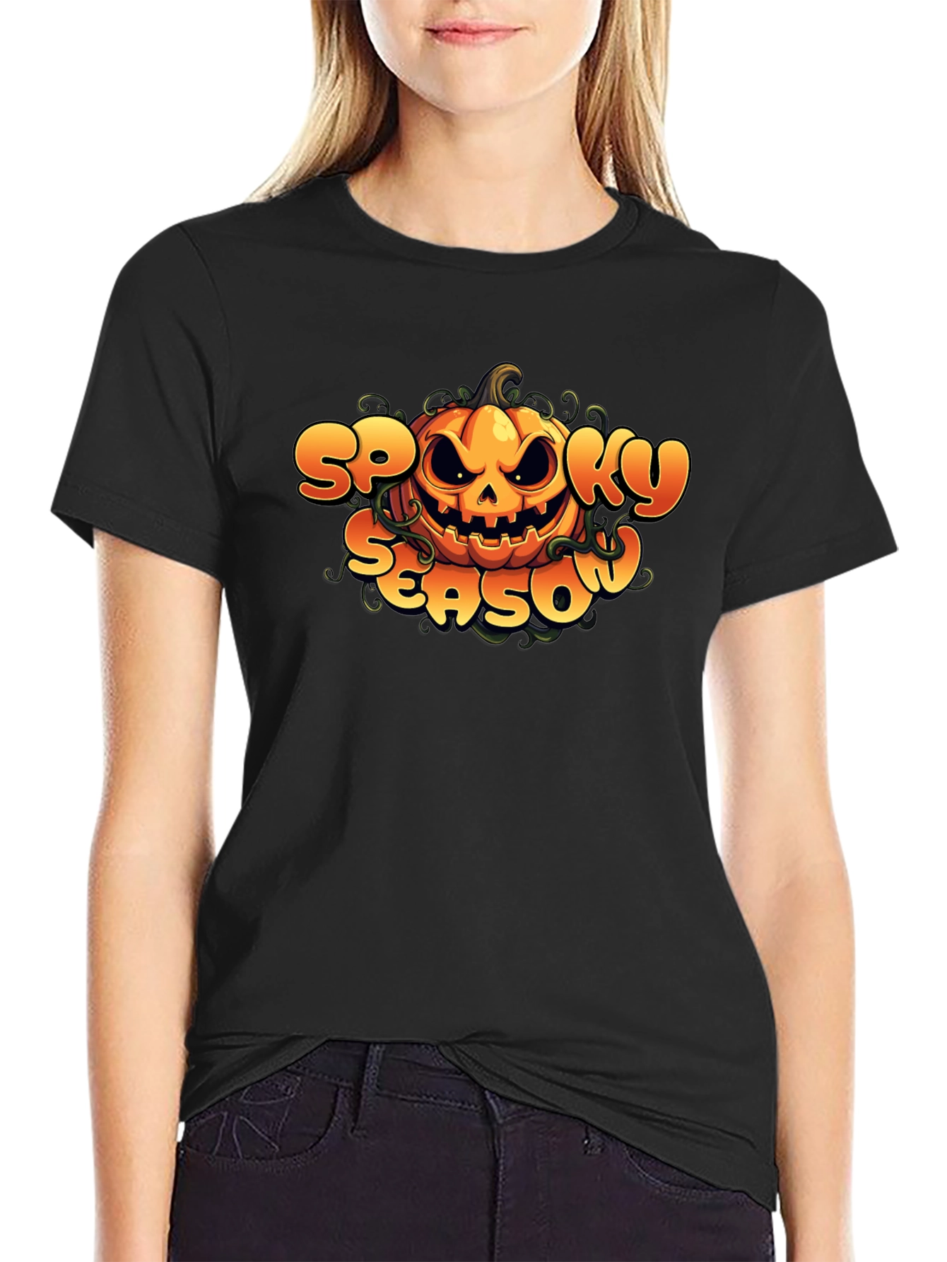 Spooky Season Pumpkin Graphic Tee - Halloween Shirt