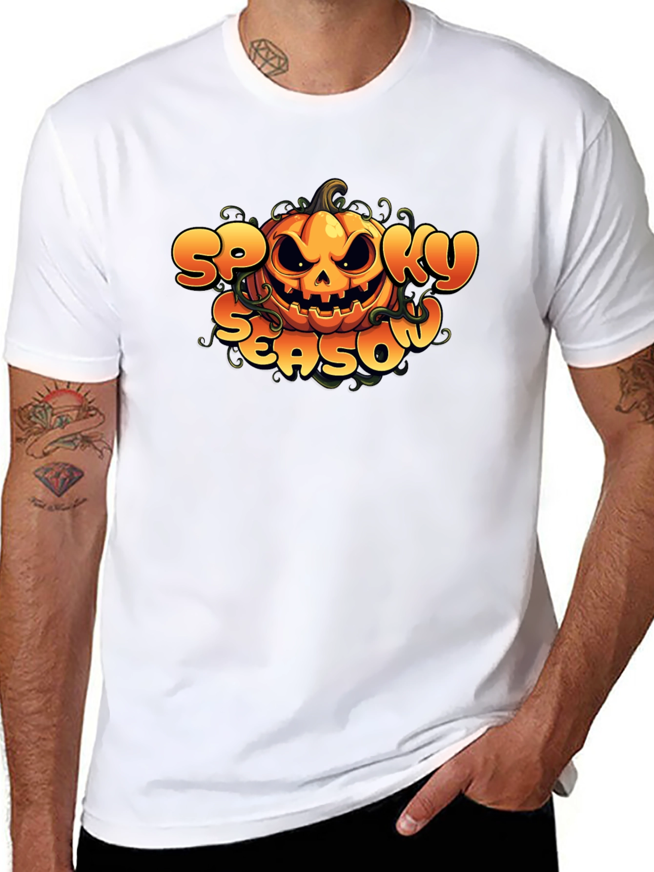 Spooky Season Pumpkin Graphic Tee - Halloween Shirt