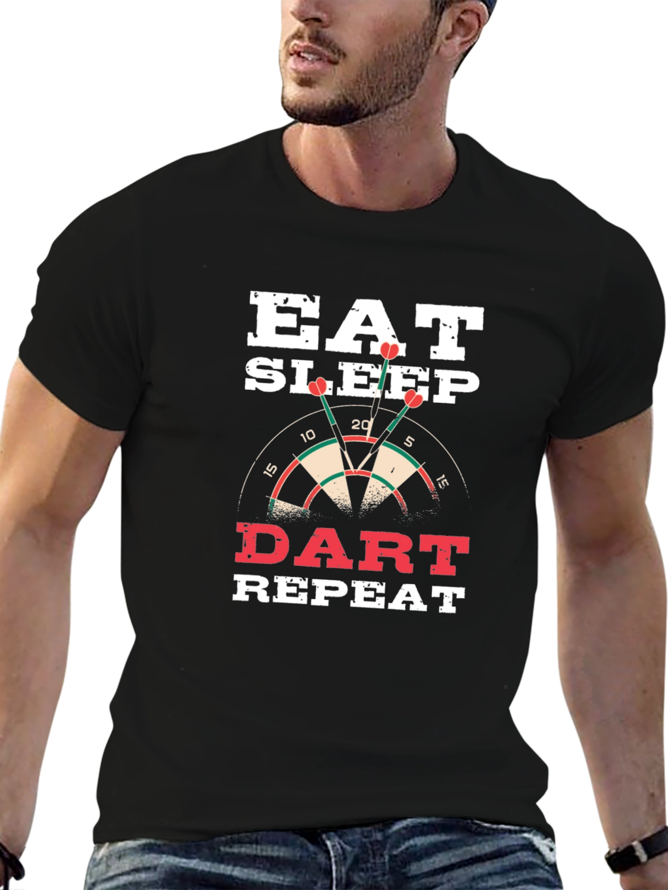 Eat Sleep Dart Repeat Black T-Shirt