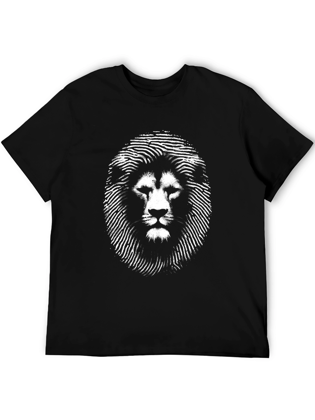 Lion Graphic Tee - Modern Fingerprint Style