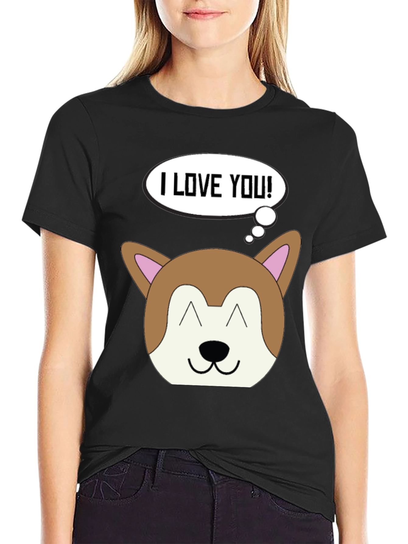 I Love You Dog Graphic Black T-Shirt