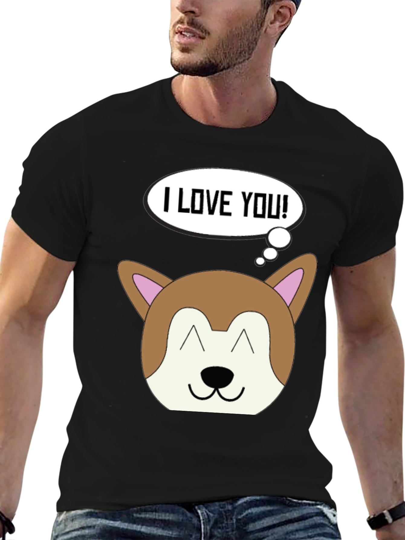 I Love You Dog Graphic Black T-Shirt