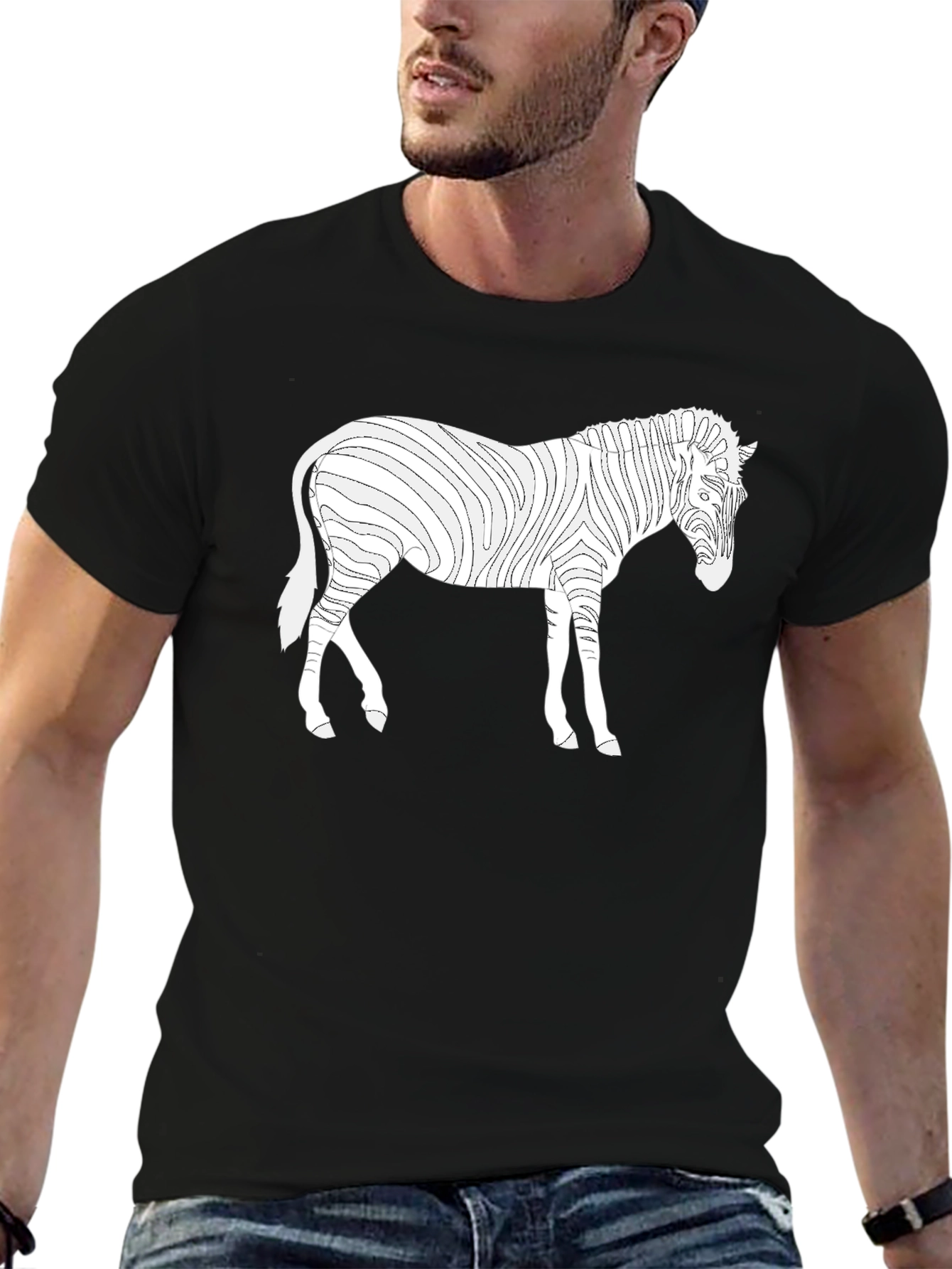 Cool Zebra Graphic Black T-Shirt
