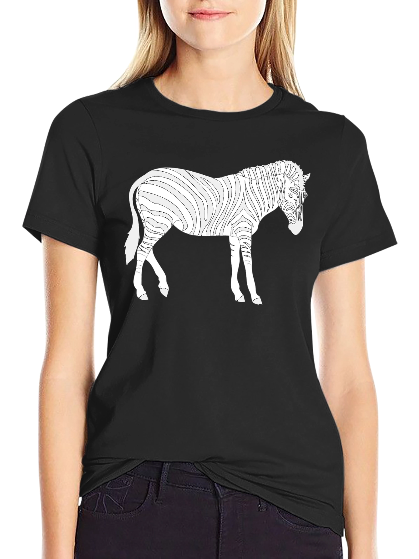 Cool Zebra Graphic Black T-Shirt