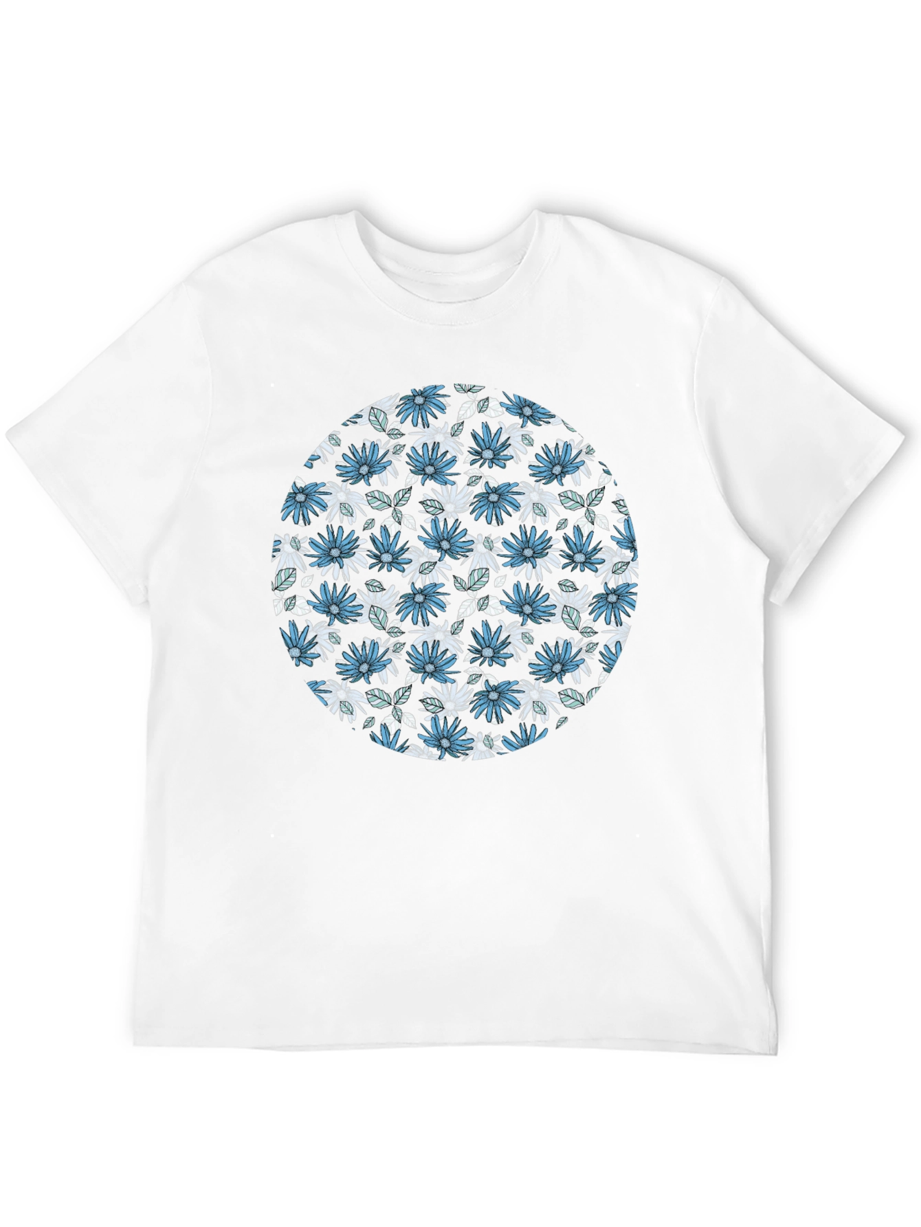 Floral Print Mens Black T-Shirt