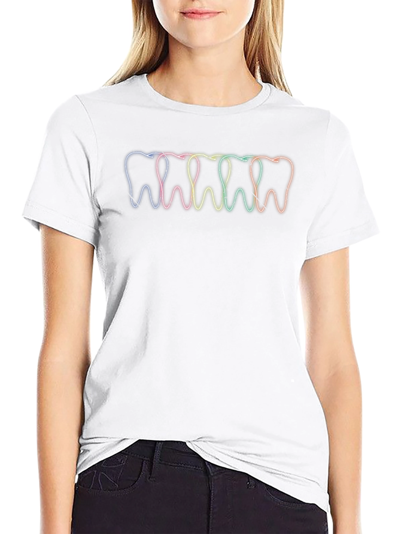 Dental Rainbow Teeth T-Shirt - Stylish Dentist Tee