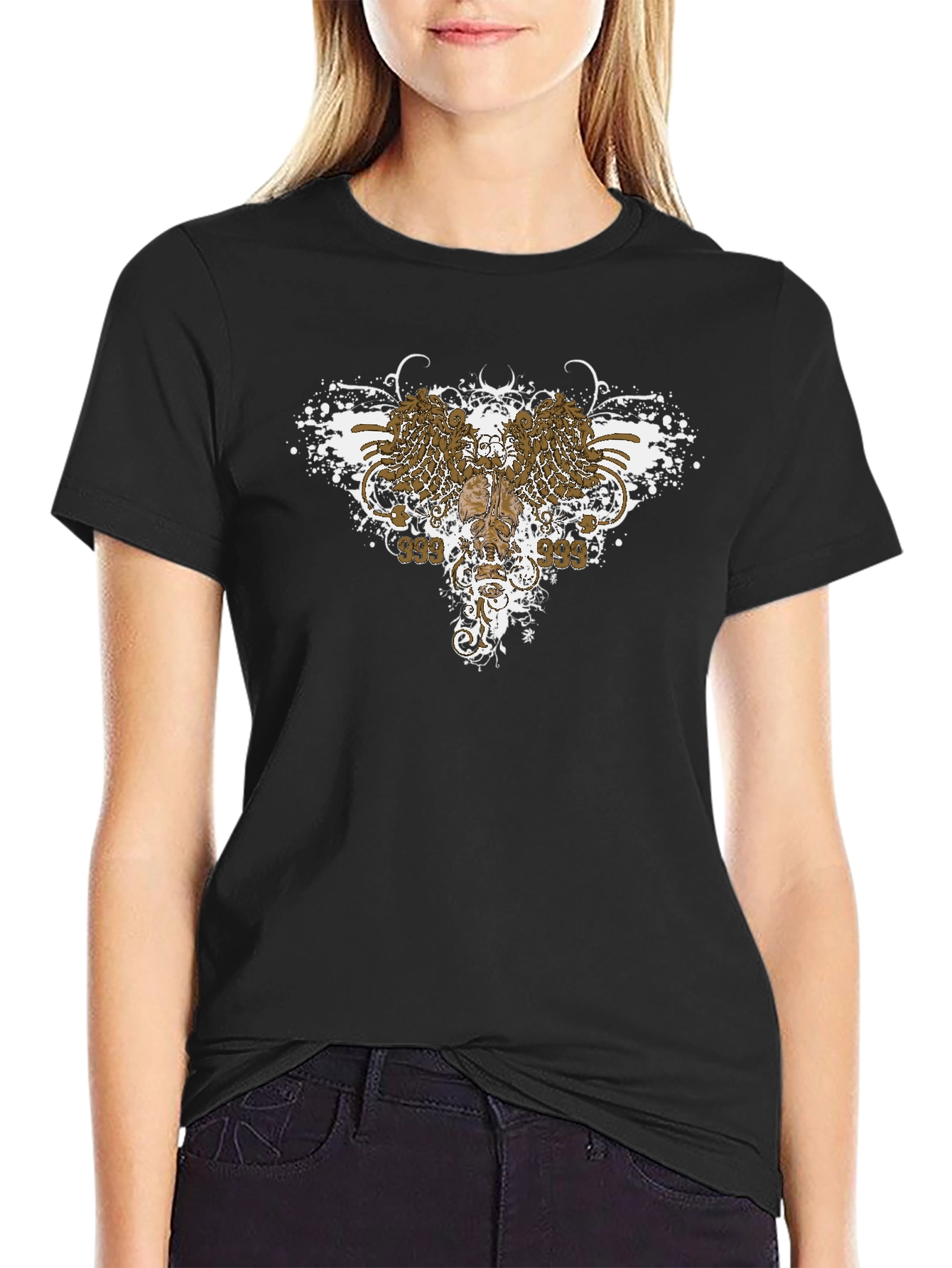 Edgy Graphic Tee: Wings & Skull Design