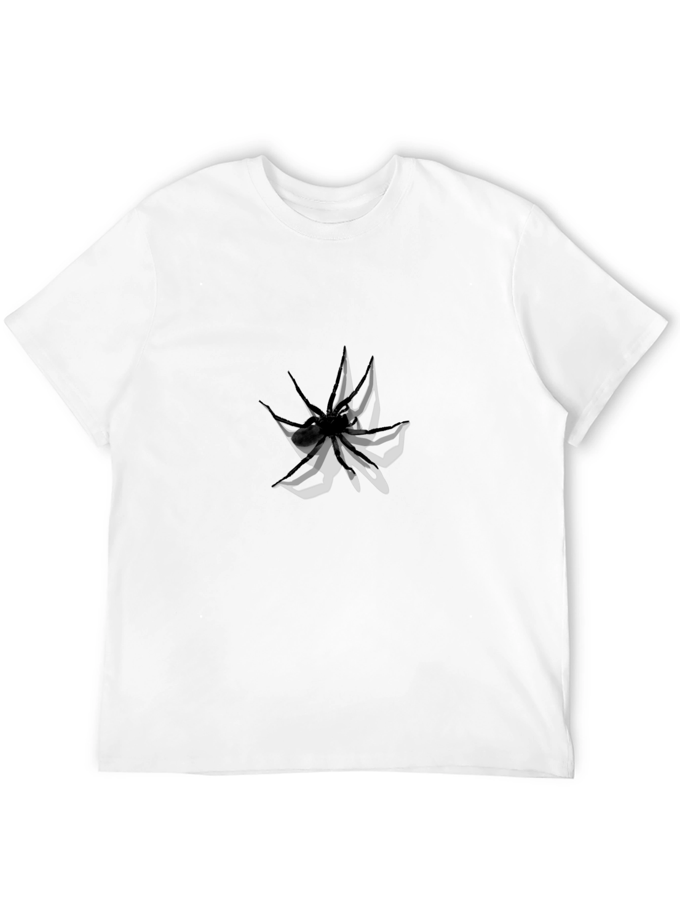 Mens Graphic Tee: Abstract Spider Design Black Cotton