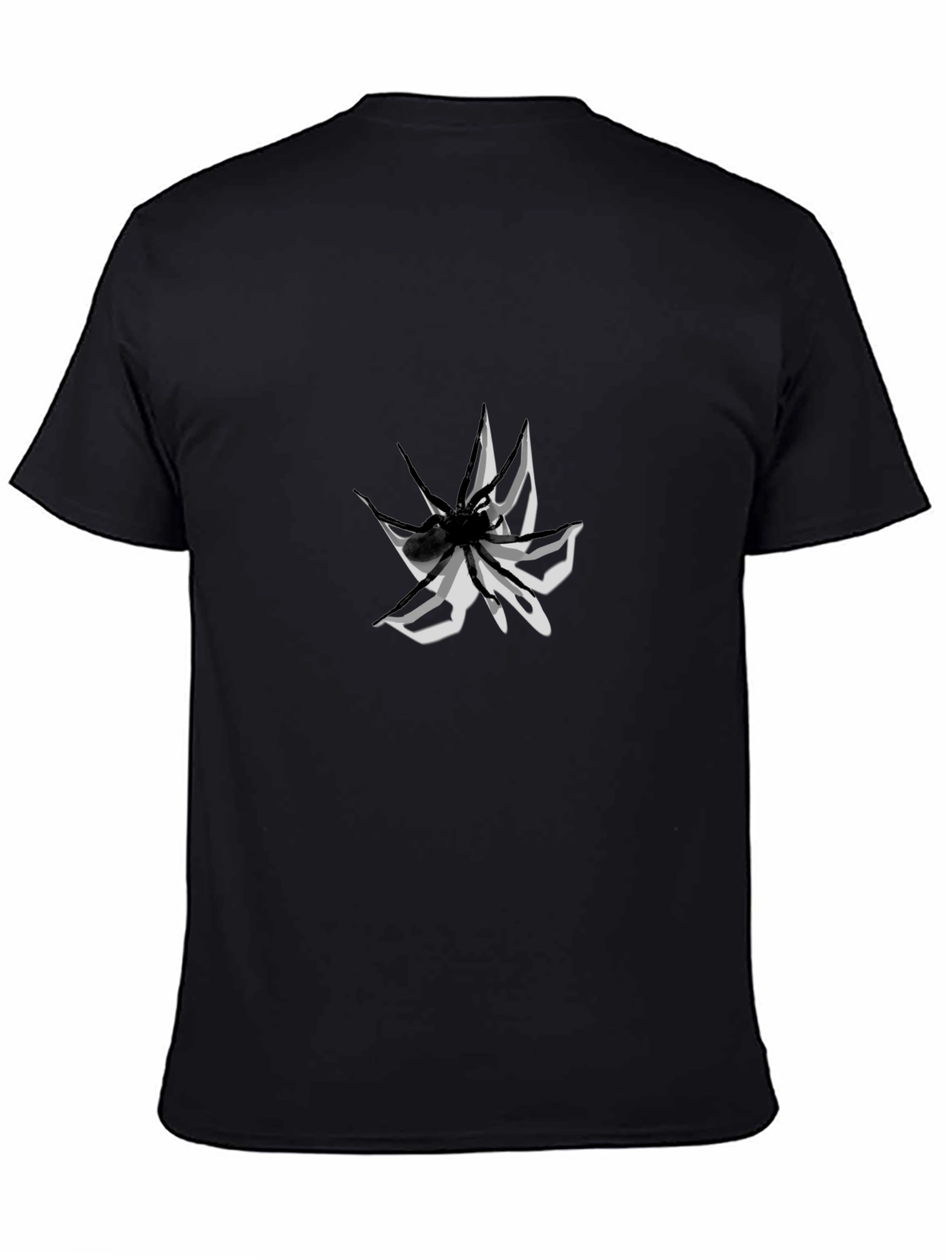 Mens Graphic Tee: Abstract Spider Design Black Cotton