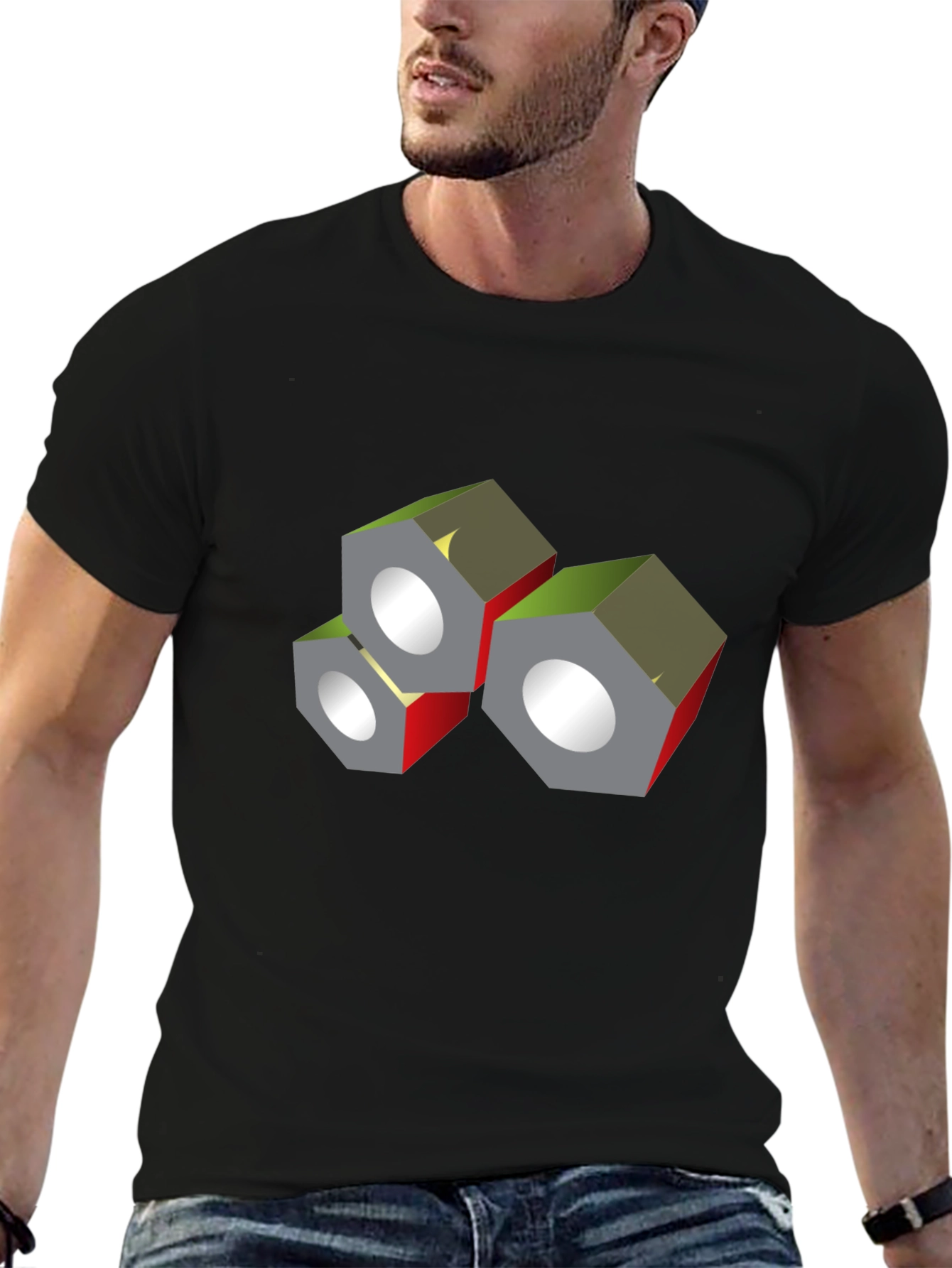 Abstract Nuts Graphic Black T-Shirt