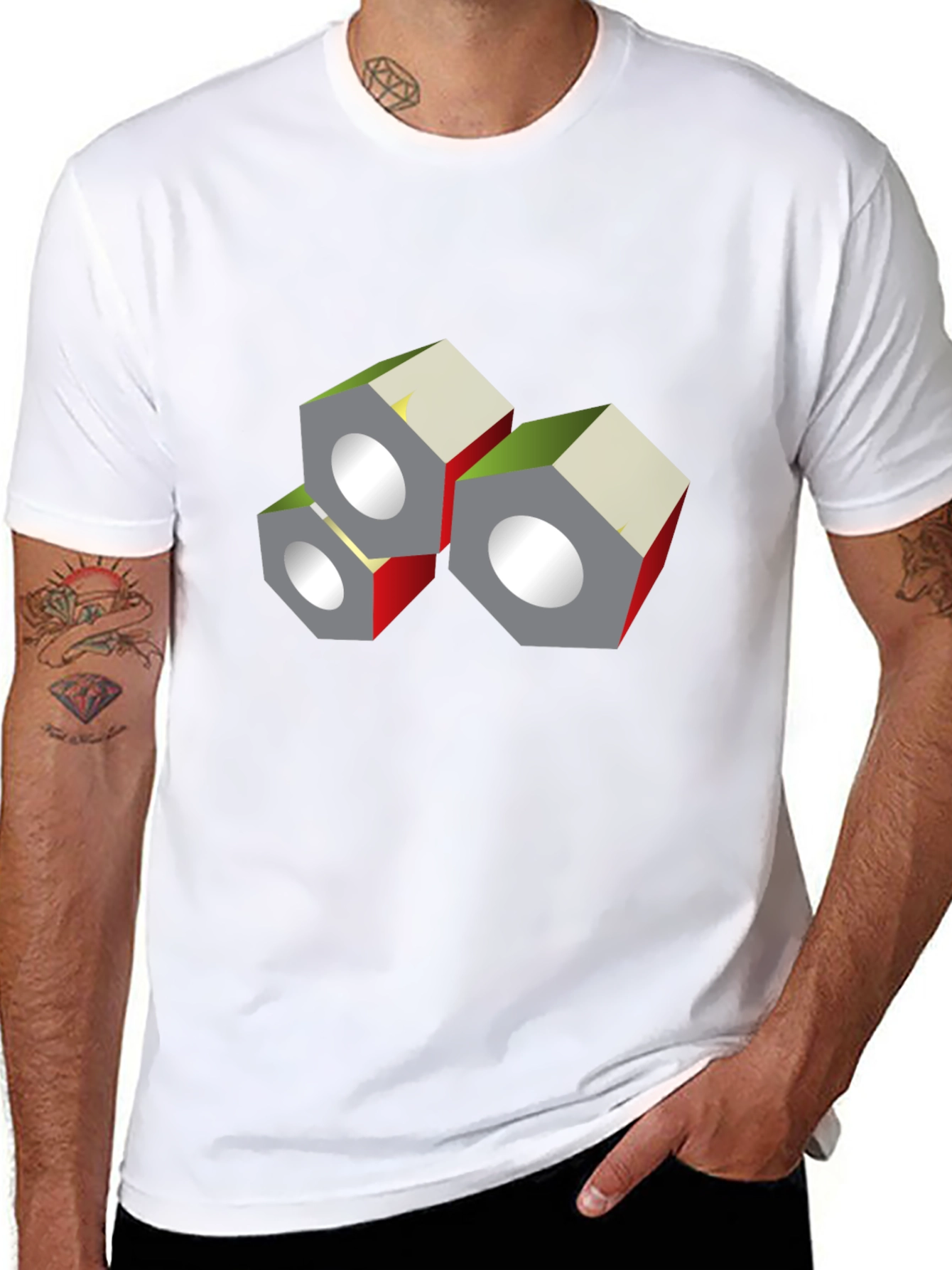 Abstract Nuts Graphic Black T-Shirt