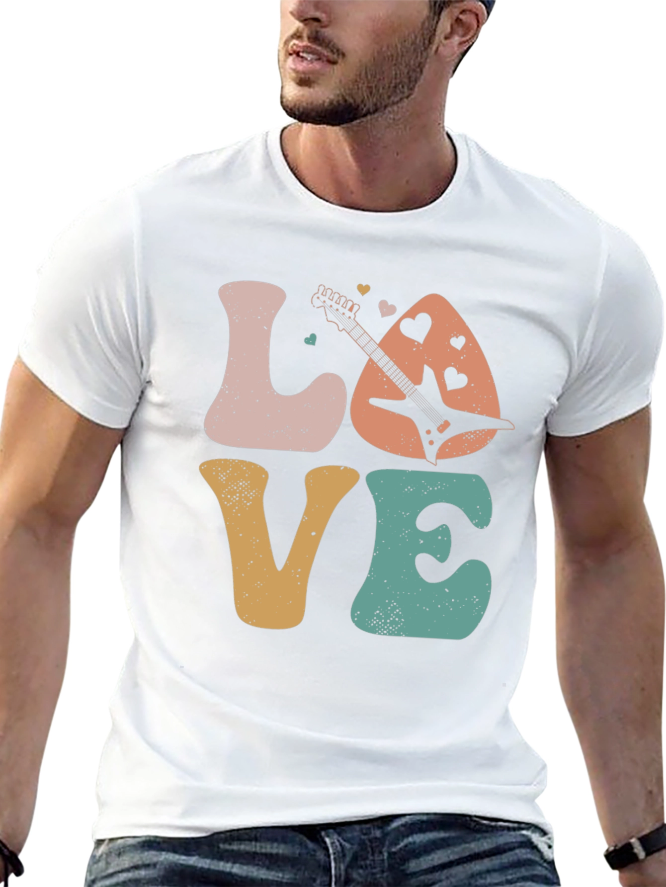 Retro Rock n Roll Guitar Love T-Shirt