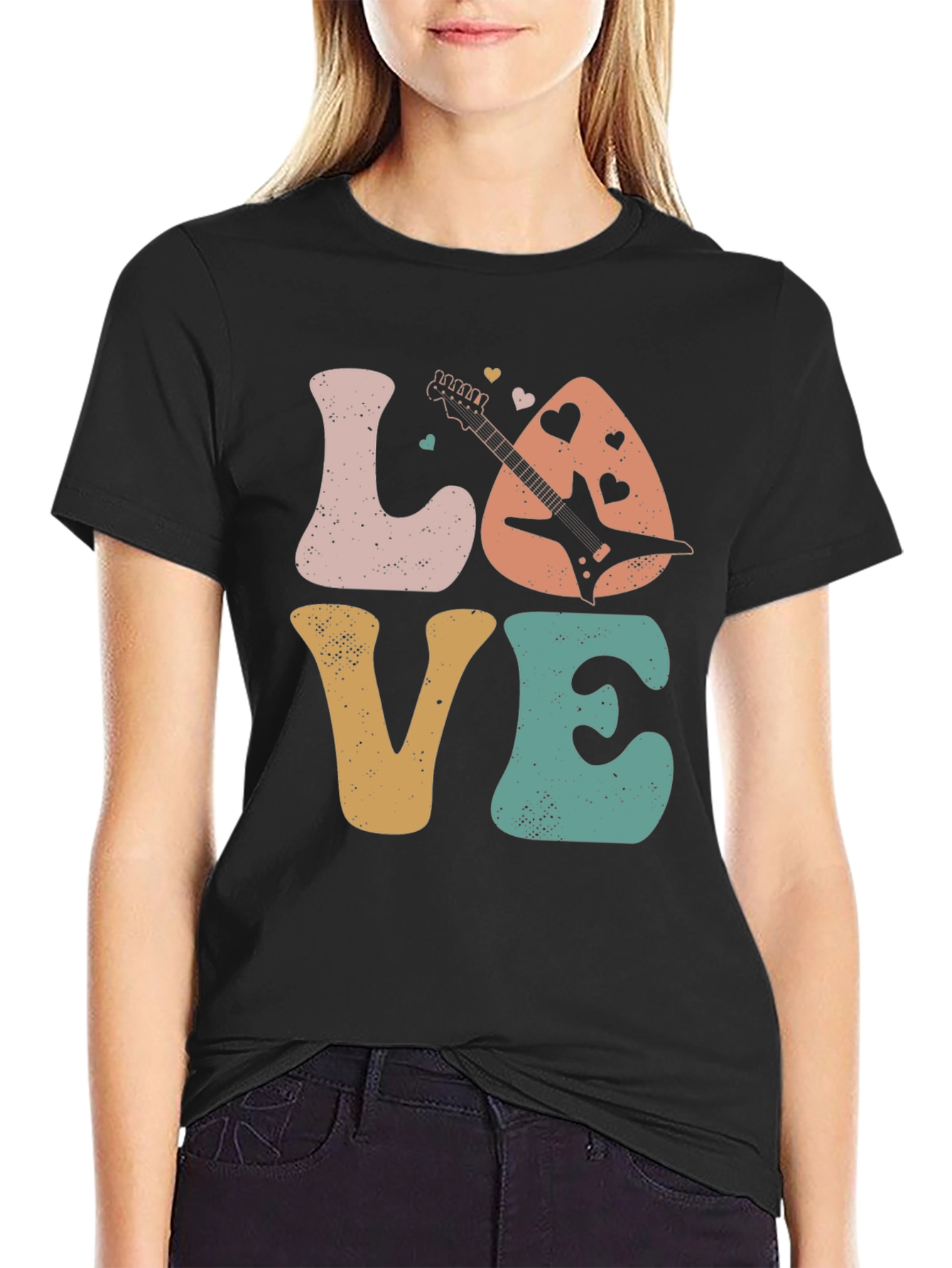Retro Rock n Roll Guitar Love T-Shirt