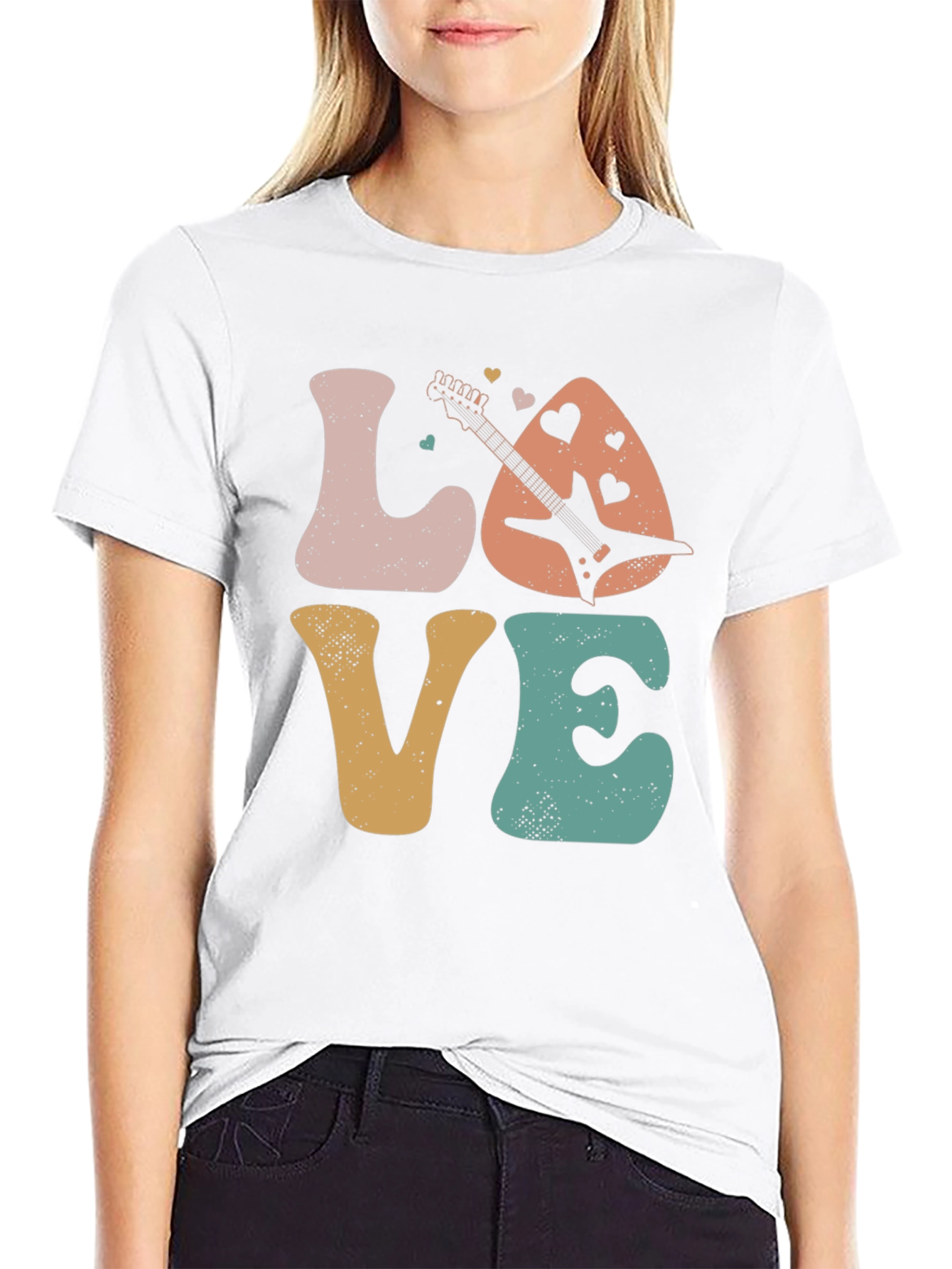Retro Rock n Roll Guitar Love T-Shirt