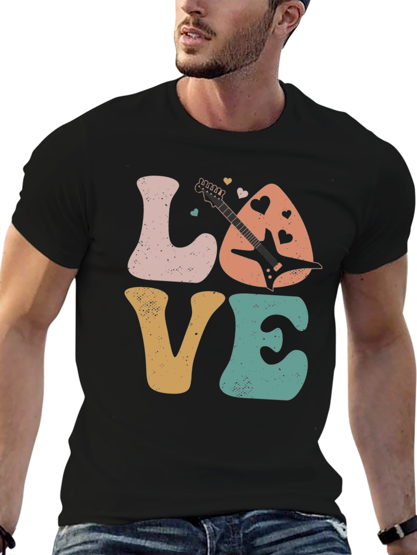 Retro Rock n Roll Guitar Love T-Shirt