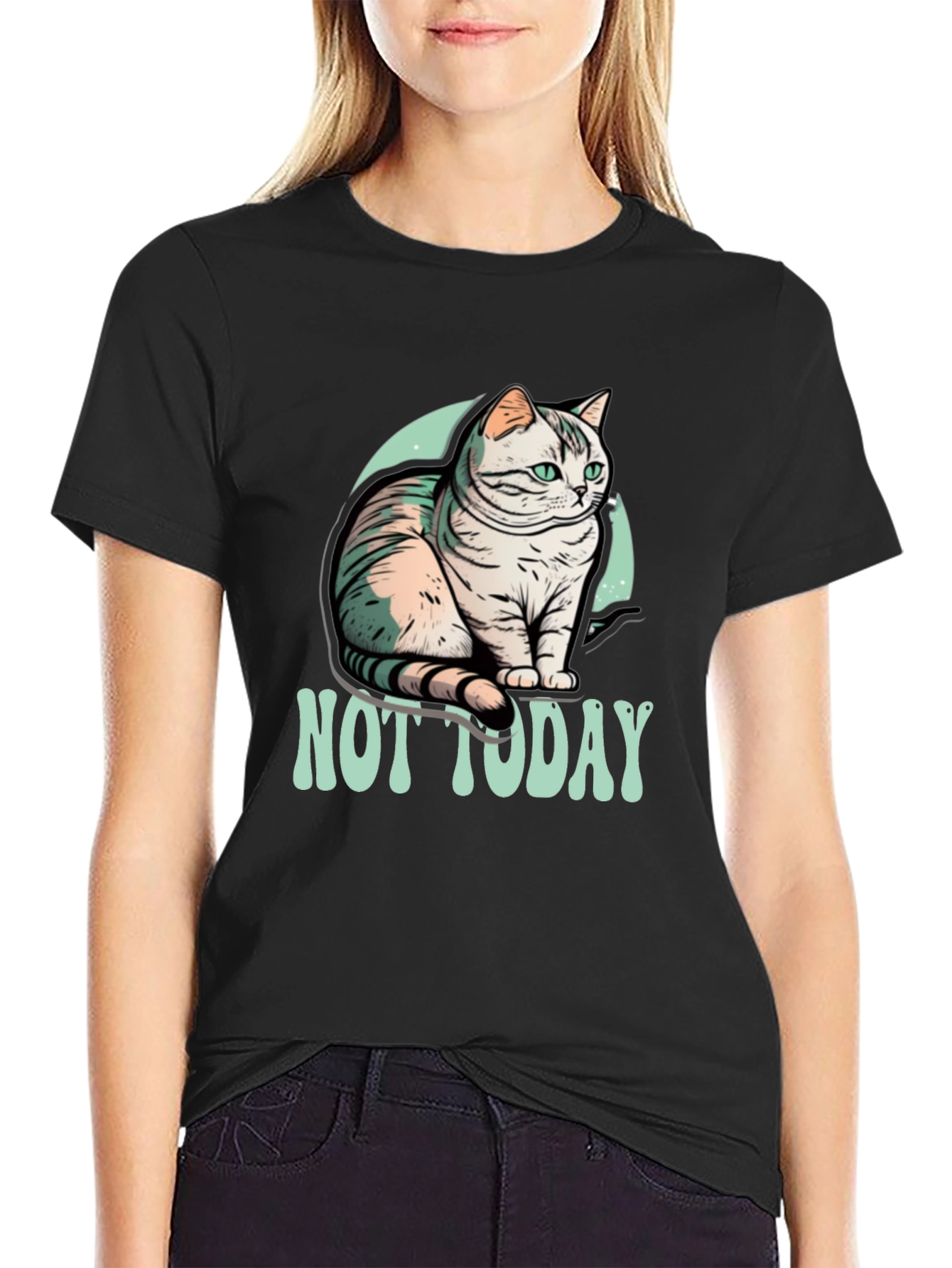 Not Today Cat Graphic T-Shirt