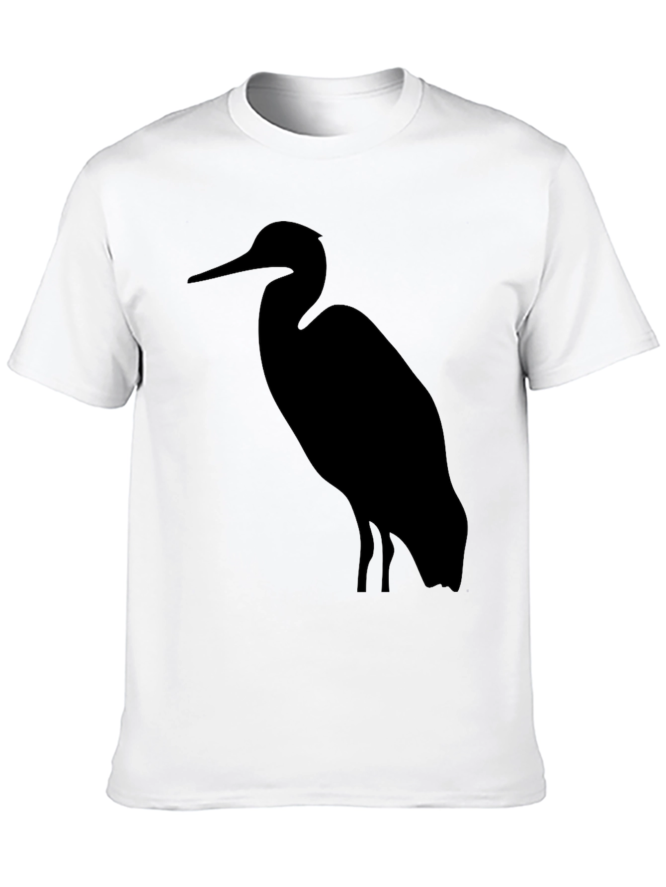 Heron Silhouette Graphic Tee - Black Cotton T-Shirt