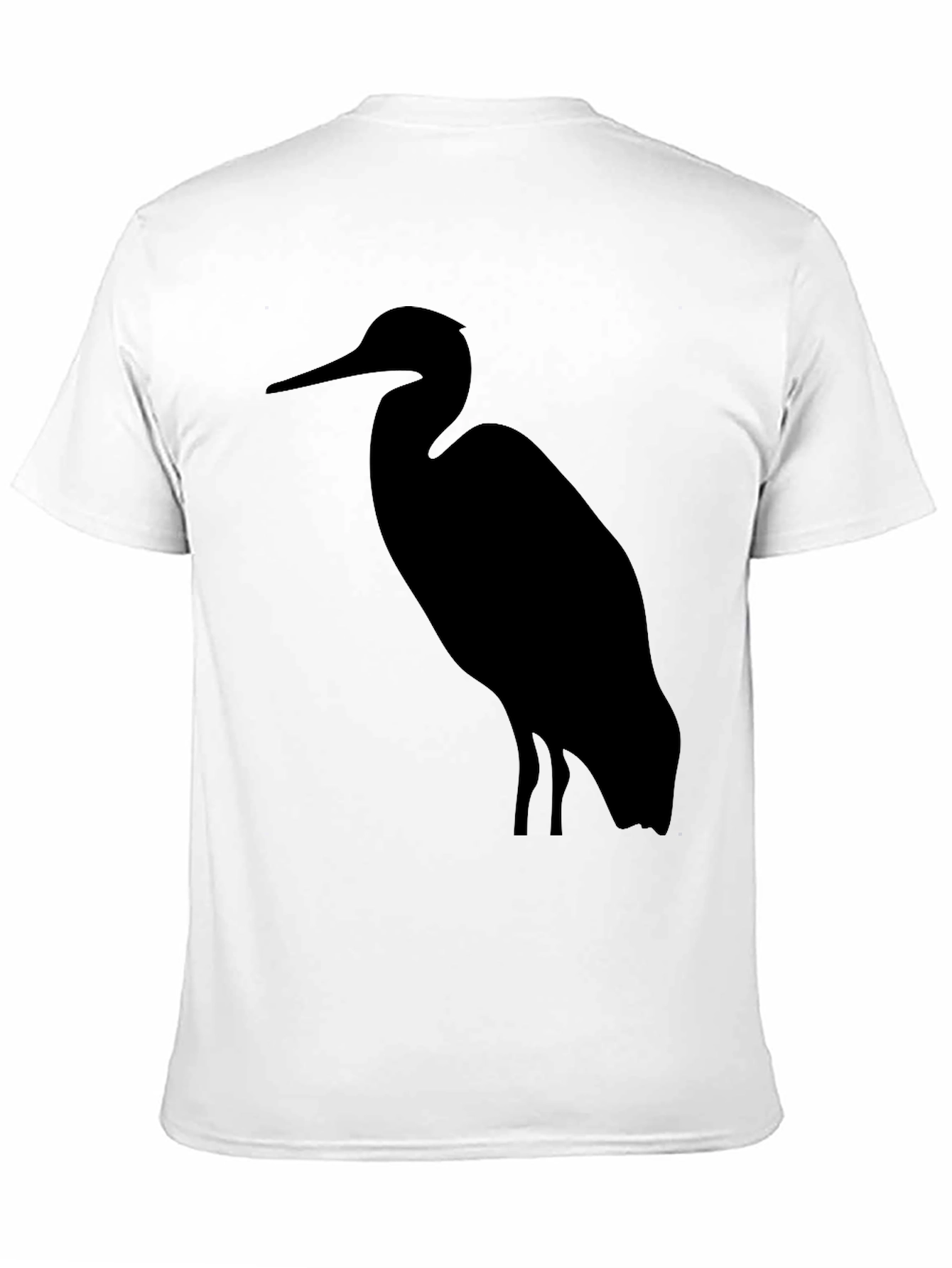 Heron Silhouette Graphic Tee - Black Cotton T-Shirt