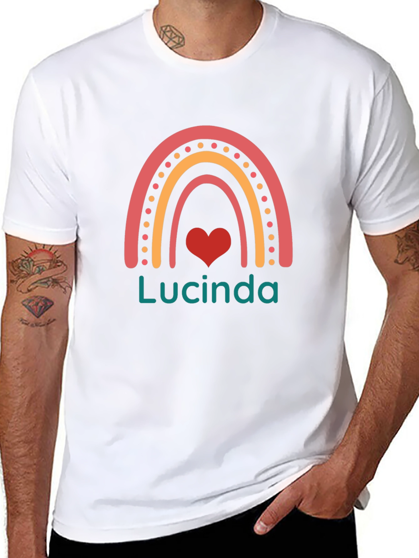 Personalized Rainbow Heart T-Shirt - Lucinda