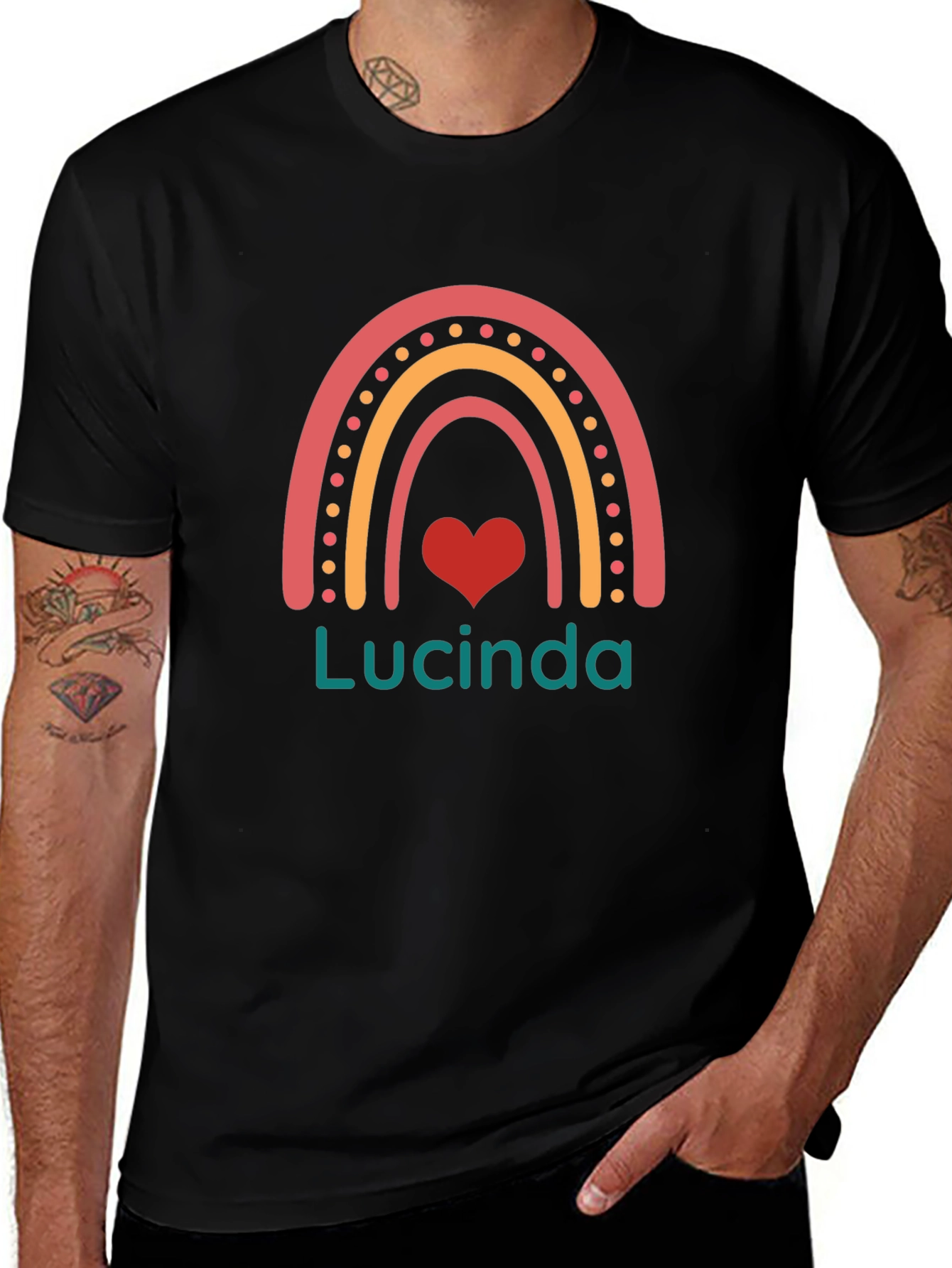 Personalized Rainbow Heart T-Shirt - Lucinda