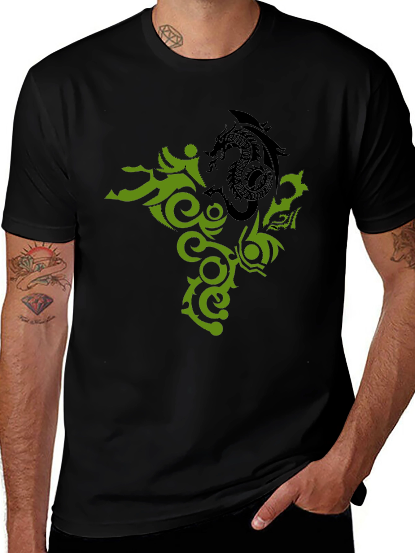 Dragon Tattoo Graphic Black T-Shirt