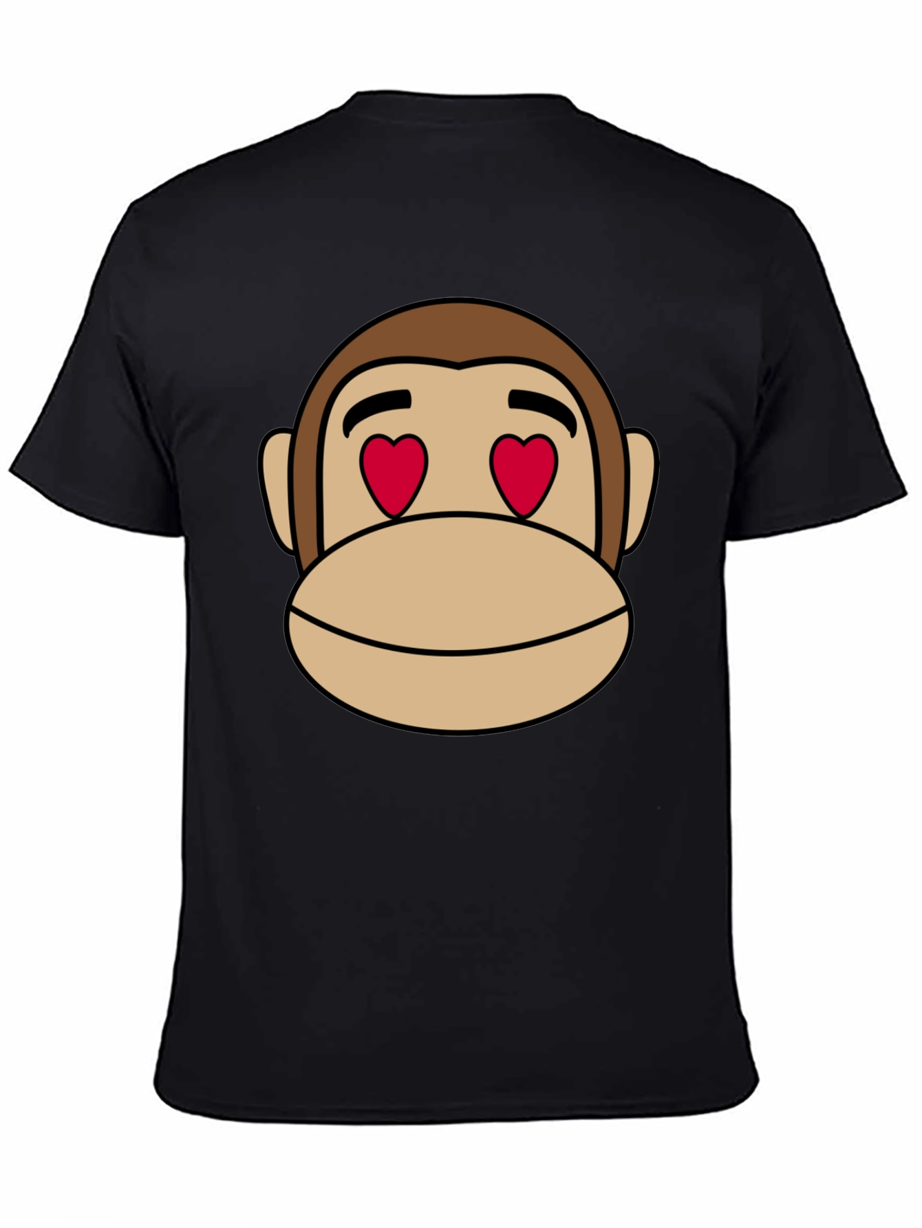 Monkey Face Heart Eyes T-Shirt - Black Cotton