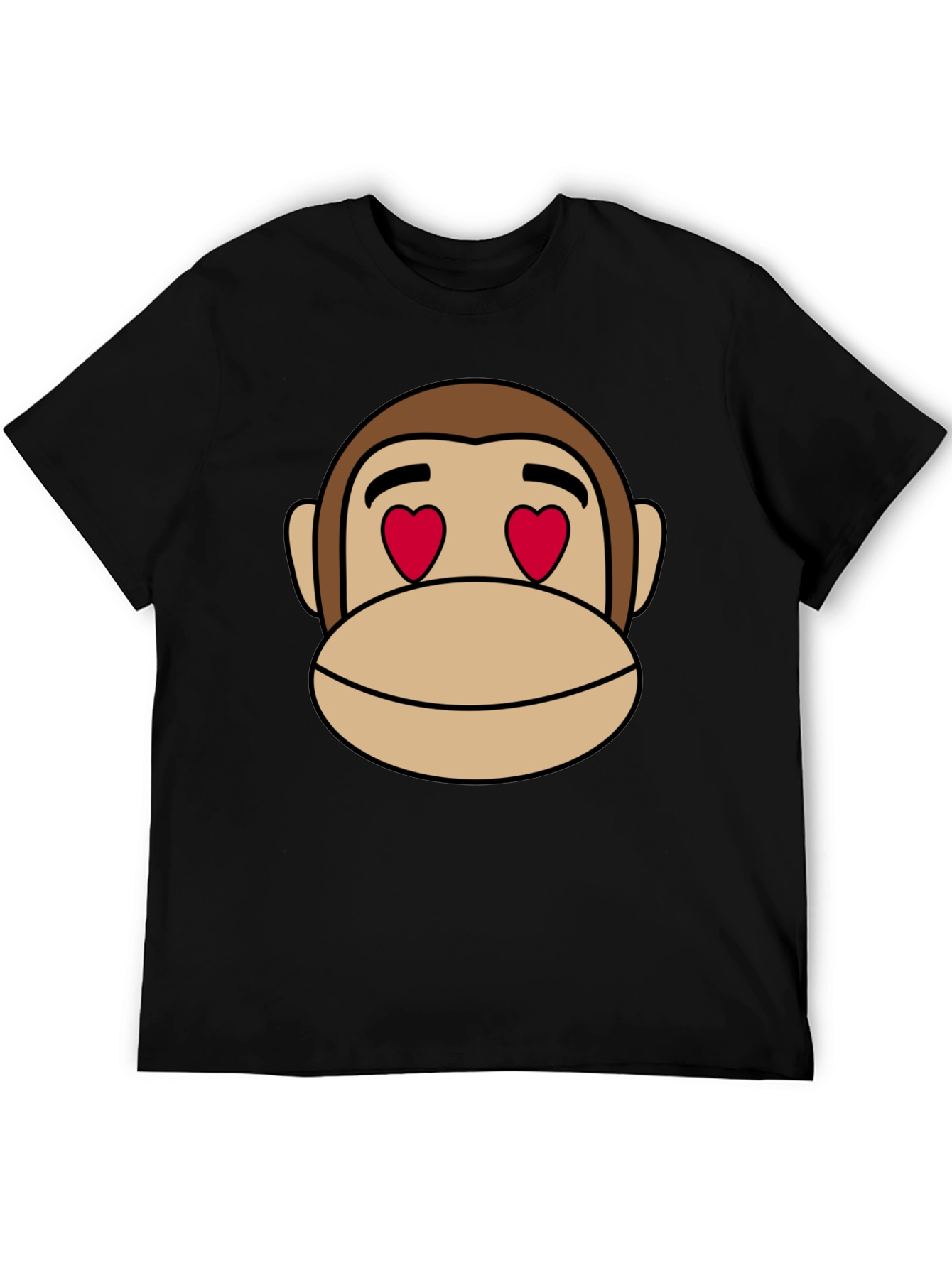 Monkey Face Heart Eyes T-Shirt - Black Cotton