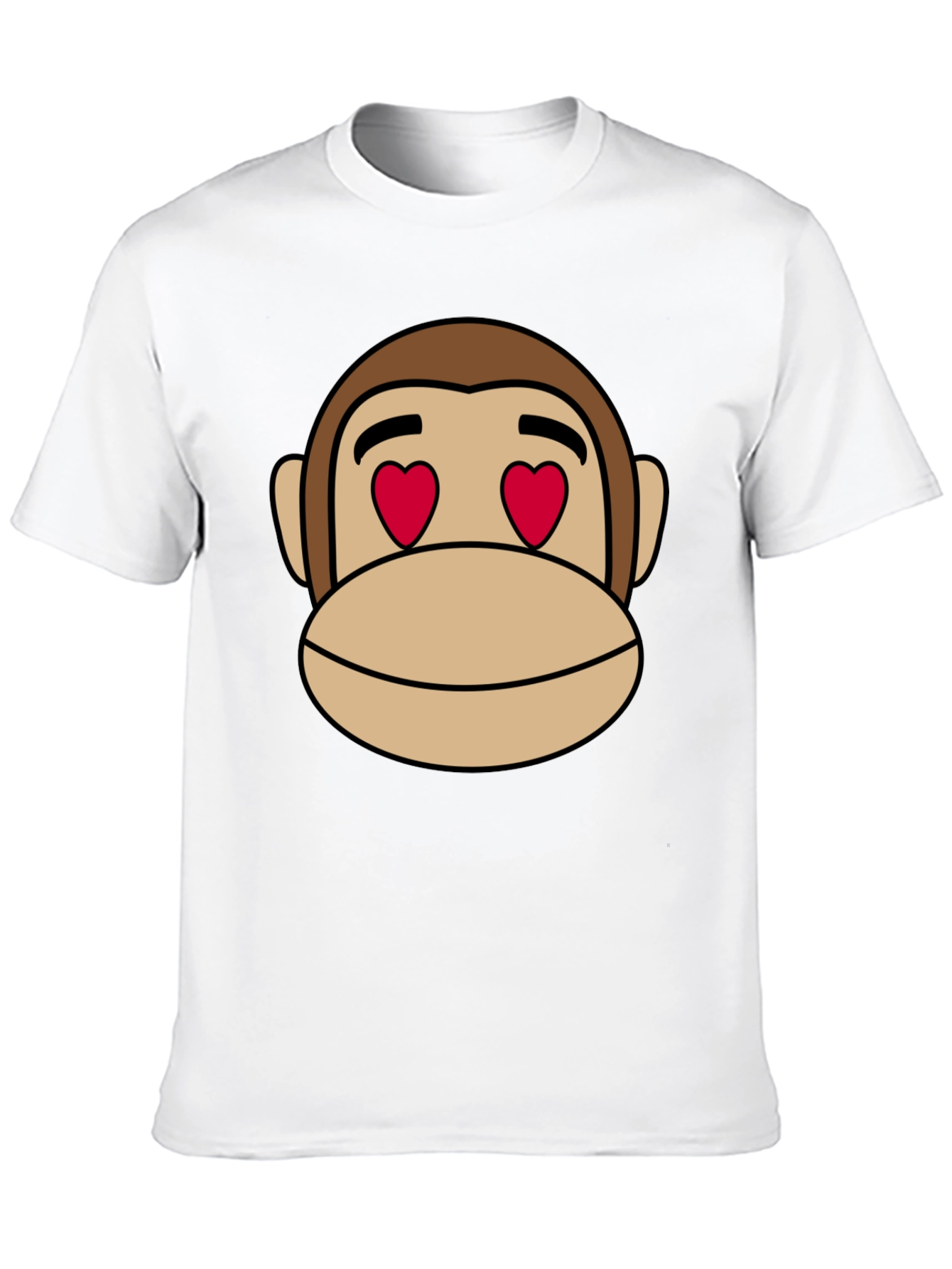 Monkey Face Heart Eyes T-Shirt - Black Cotton